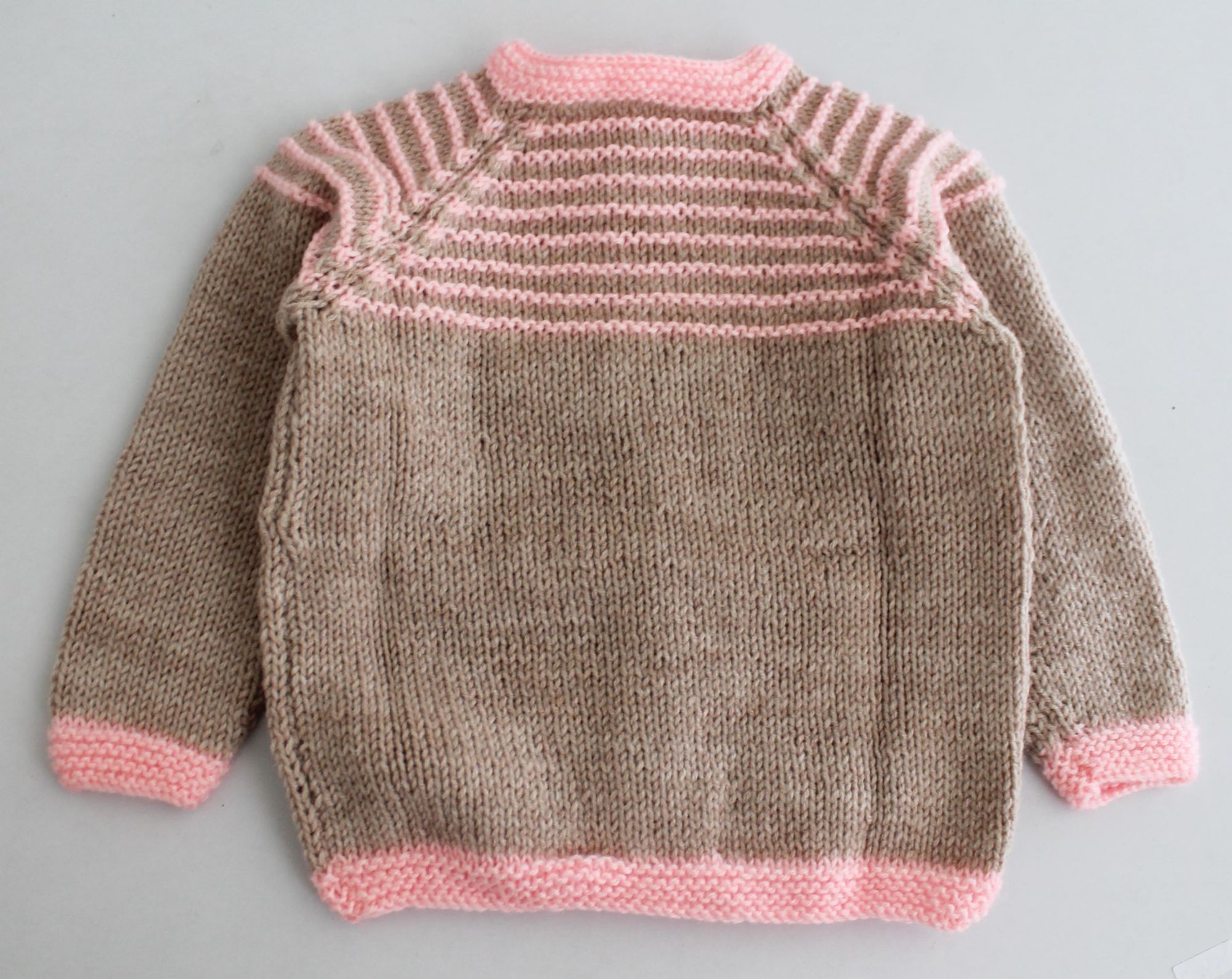 Woonie Full Sleeves Striped Handmade Sweater - Pink