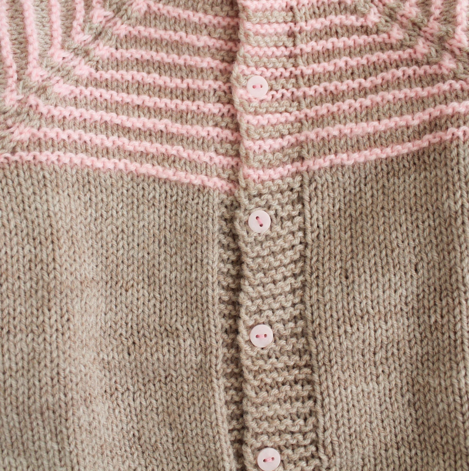 Woonie Full Sleeves Striped Handmade Sweater - Pink