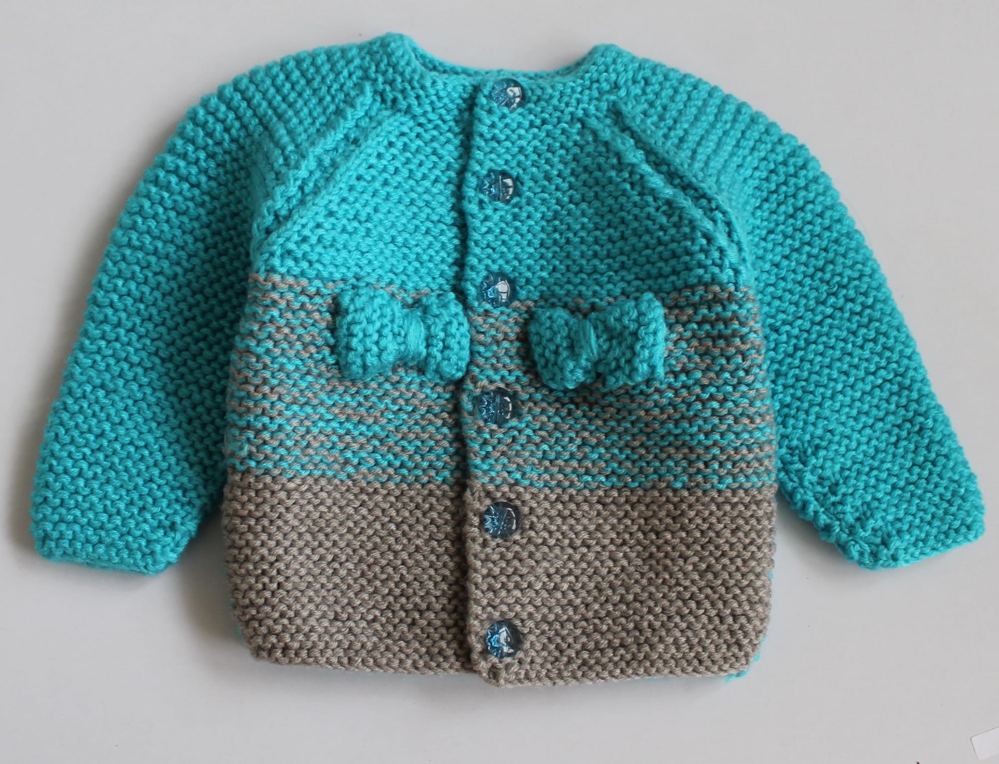 Woonie Full Sleeves Bow Design Handmade Sweater - Blue