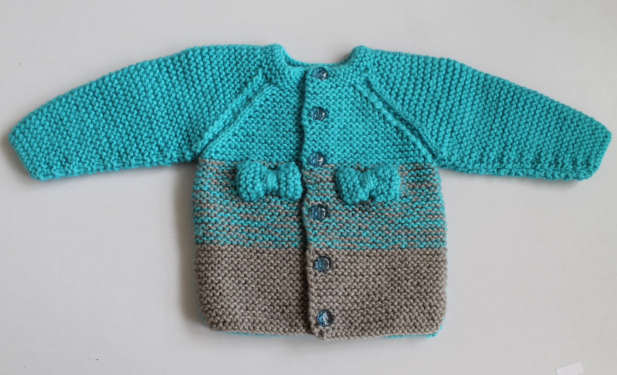 Woonie Full Sleeves Bow Design Handmade Sweater - Blue