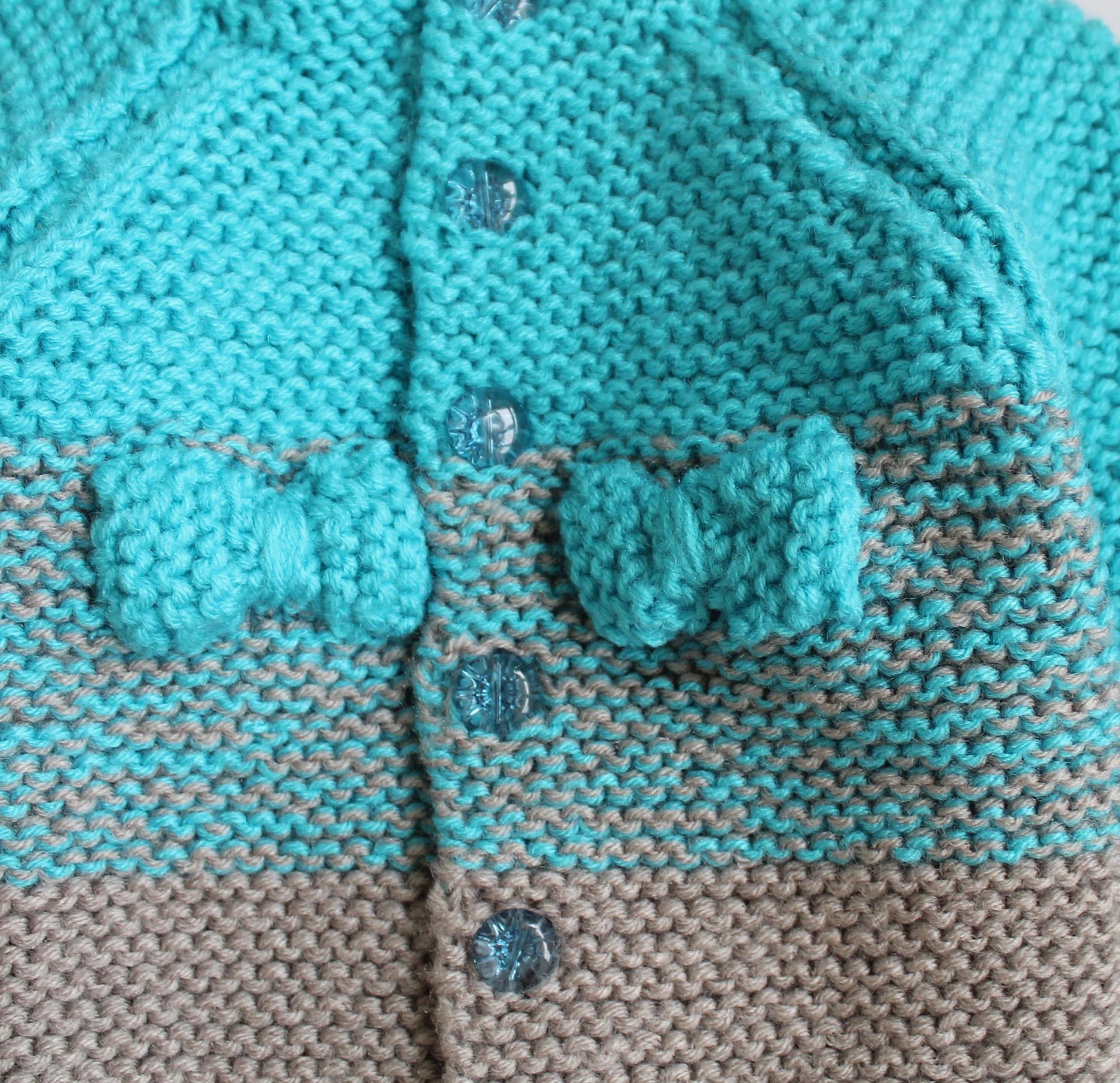 Woonie Full Sleeves Bow Design Handmade Sweater - Blue