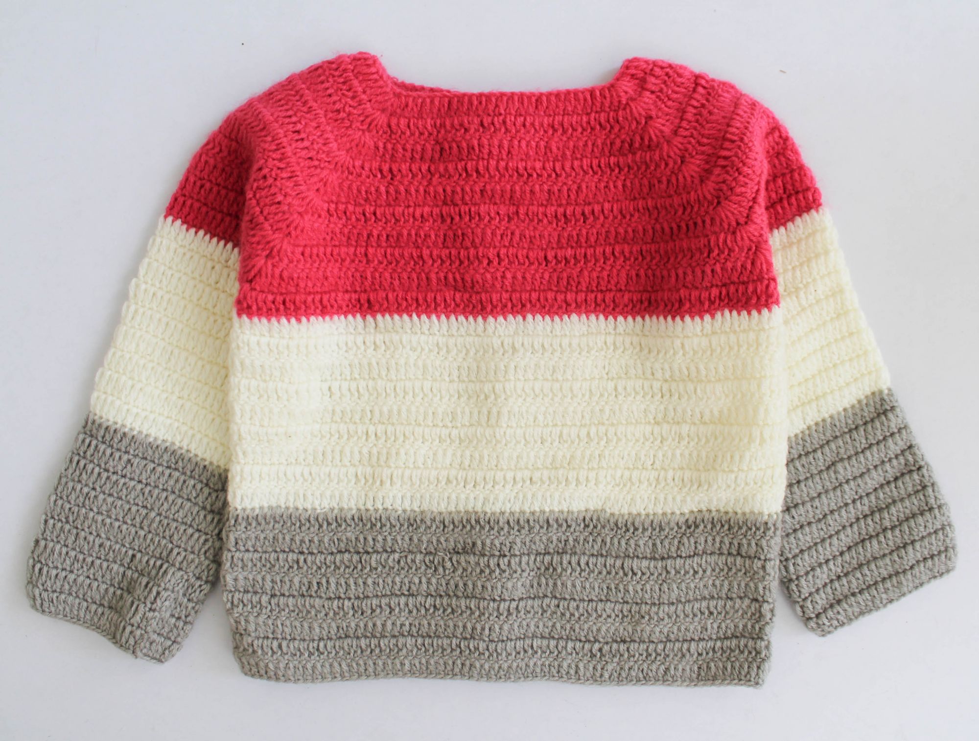 Woonie Full Sleeves Striped Handmade Sweater - Pink