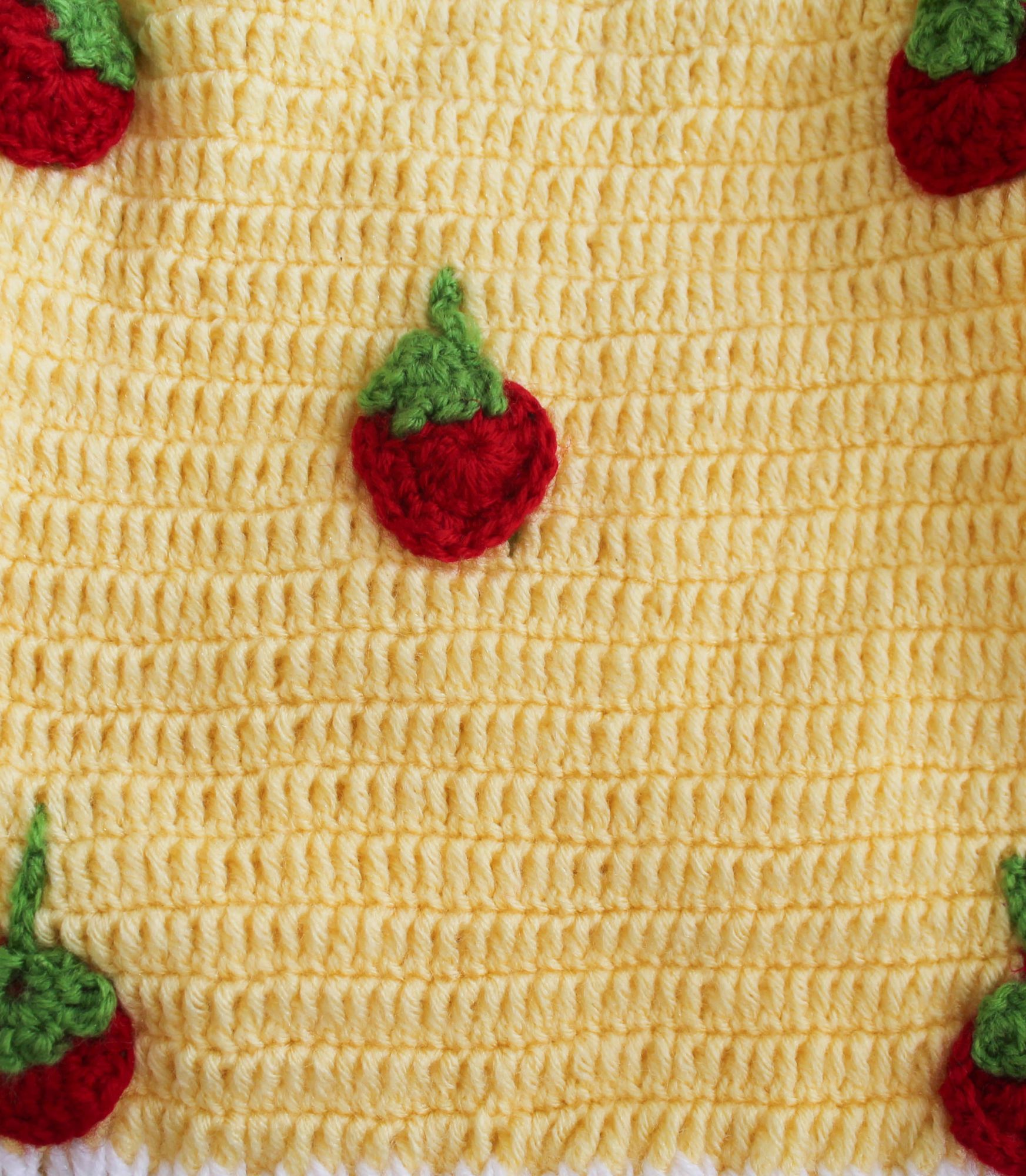 Woonie Full Sleeves Fruit Handmade Sweater - Yellow