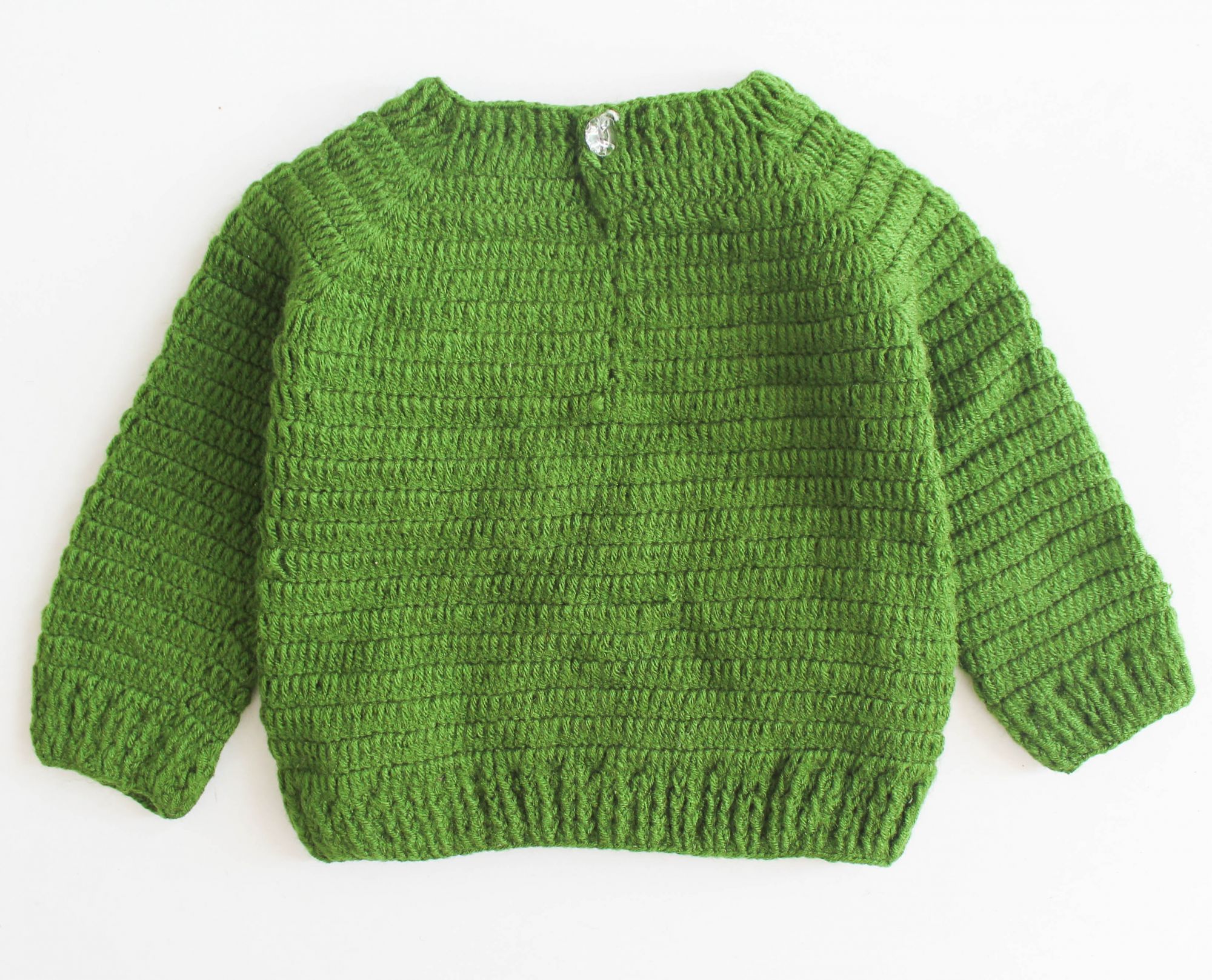 Woonie Full Sleeves Flower Design Sweater - Green