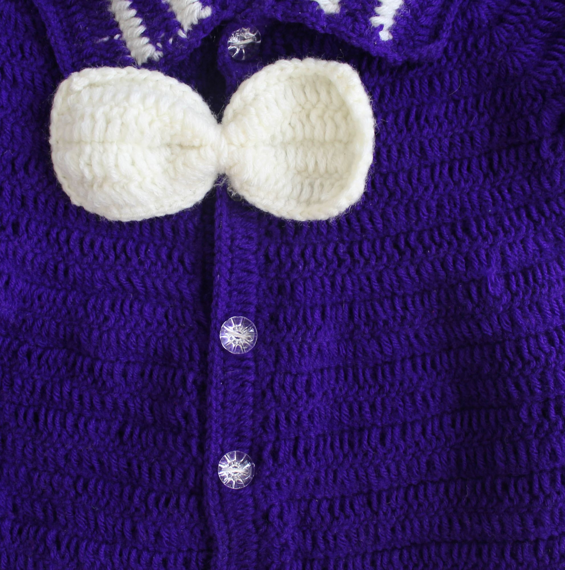 Woonie Half Sleeves Bow Detailing Sweater With Cap - Blue