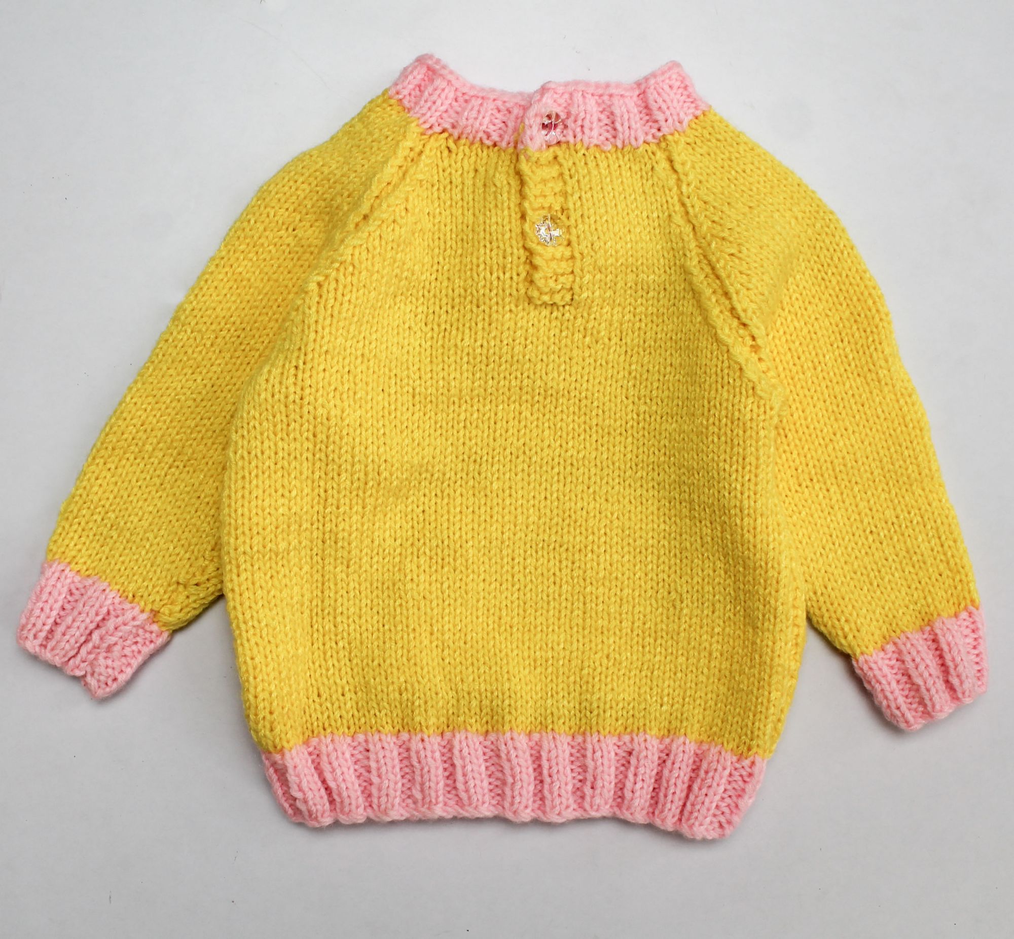 Woonie Bow Embellished Full Sleeves Handmade Sweater - Yellow