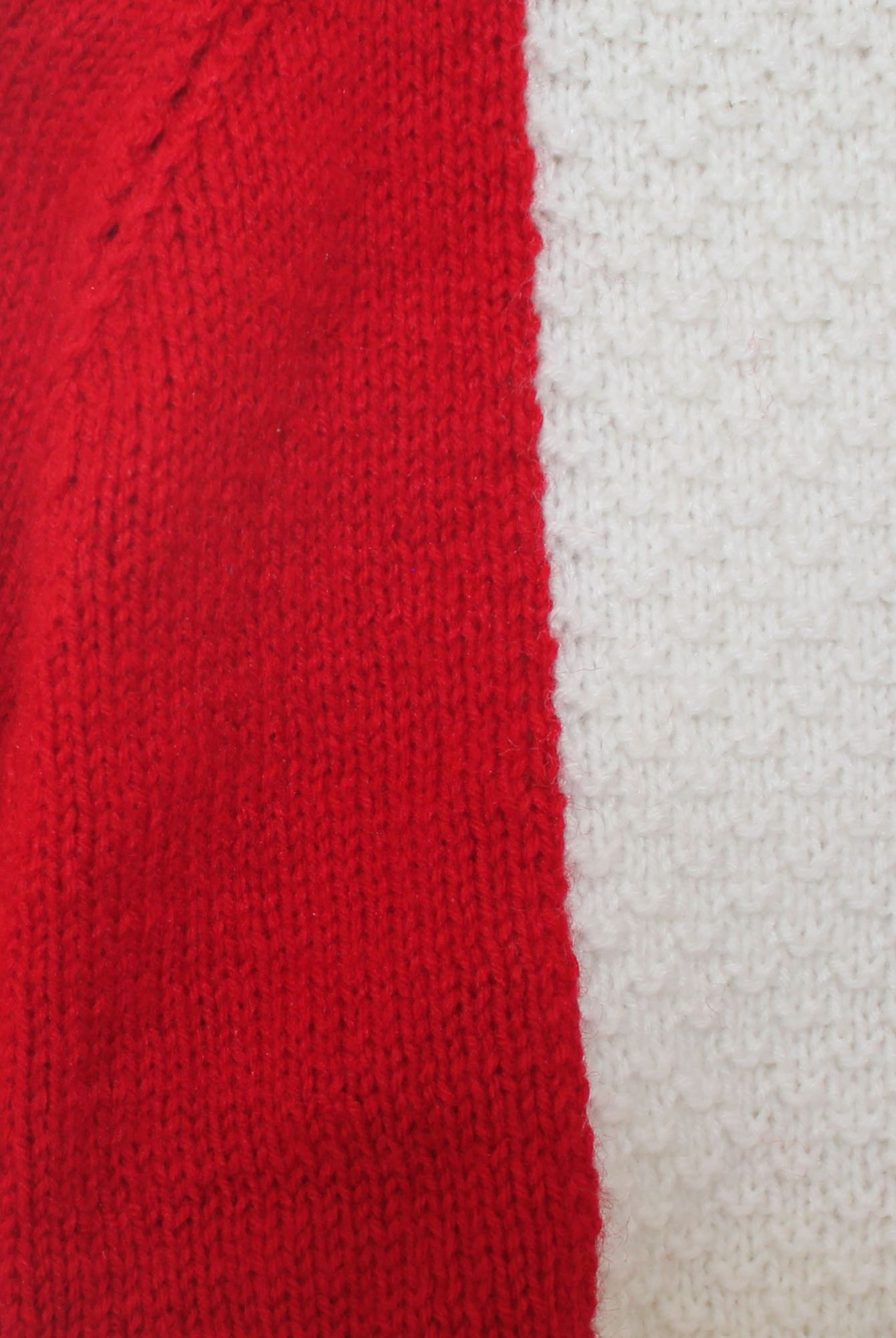 Woonie Handmade Full Sleeves Christmas Theme Sweater - Red