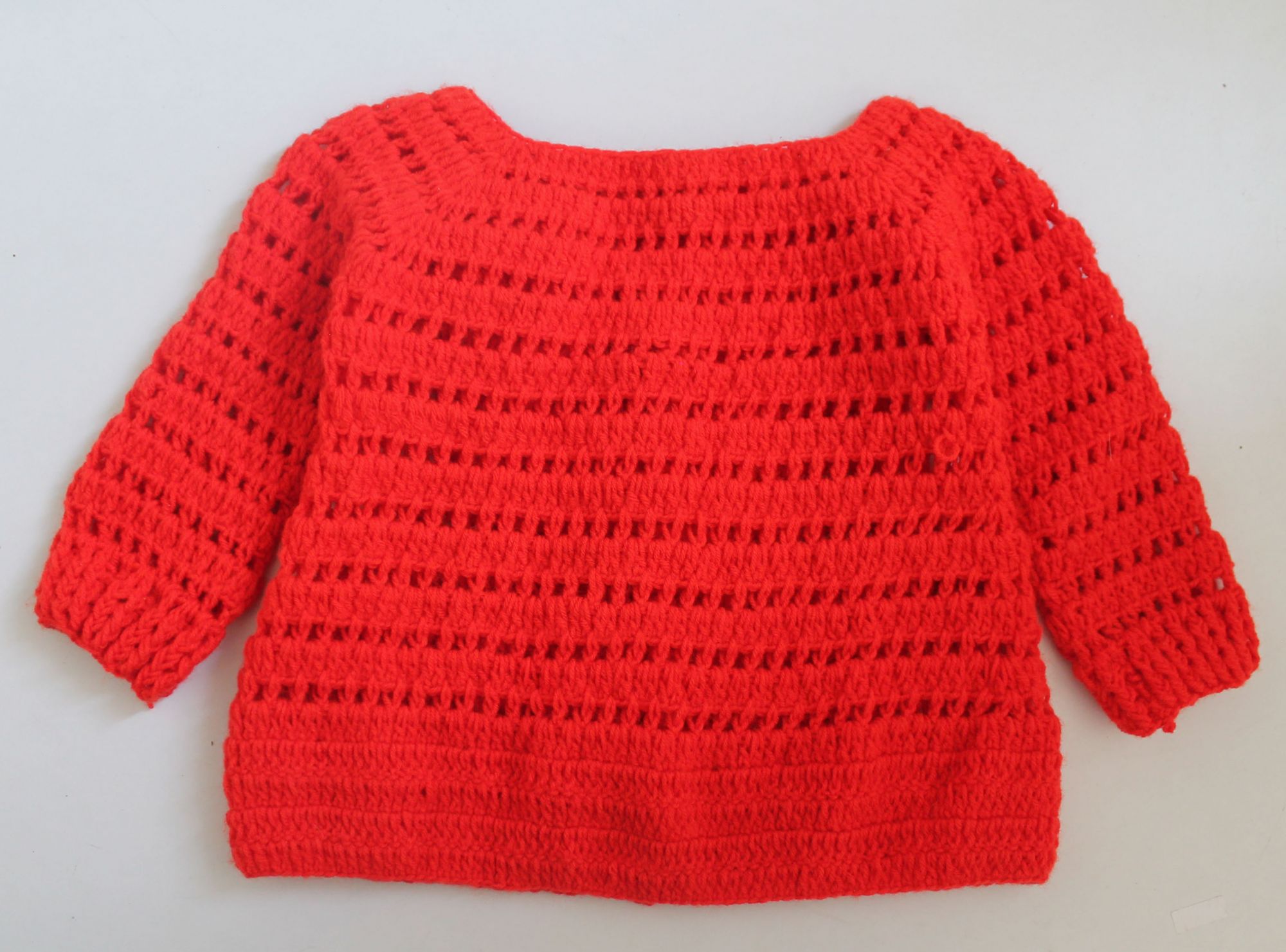 Woonie Handmade Full Sleeves Floral Design Sweater - Red