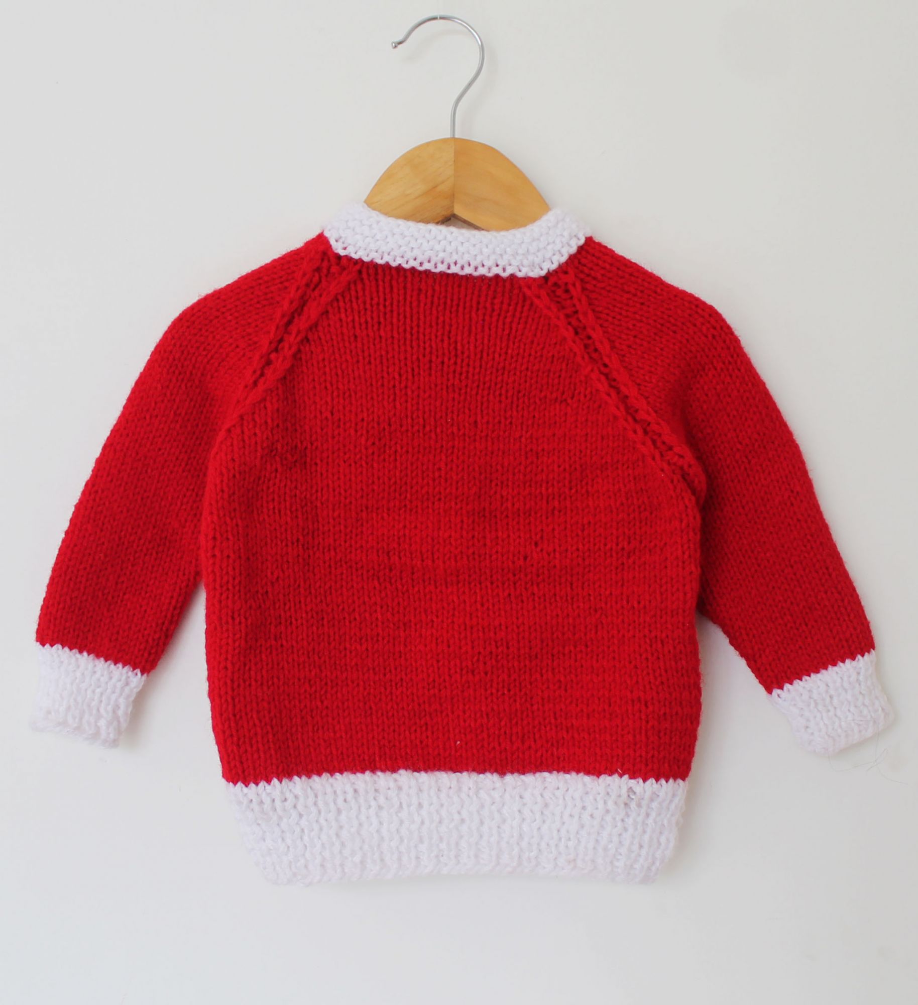 Woonie Handmade Full Sleeves Christmas Theme Sweater - Red