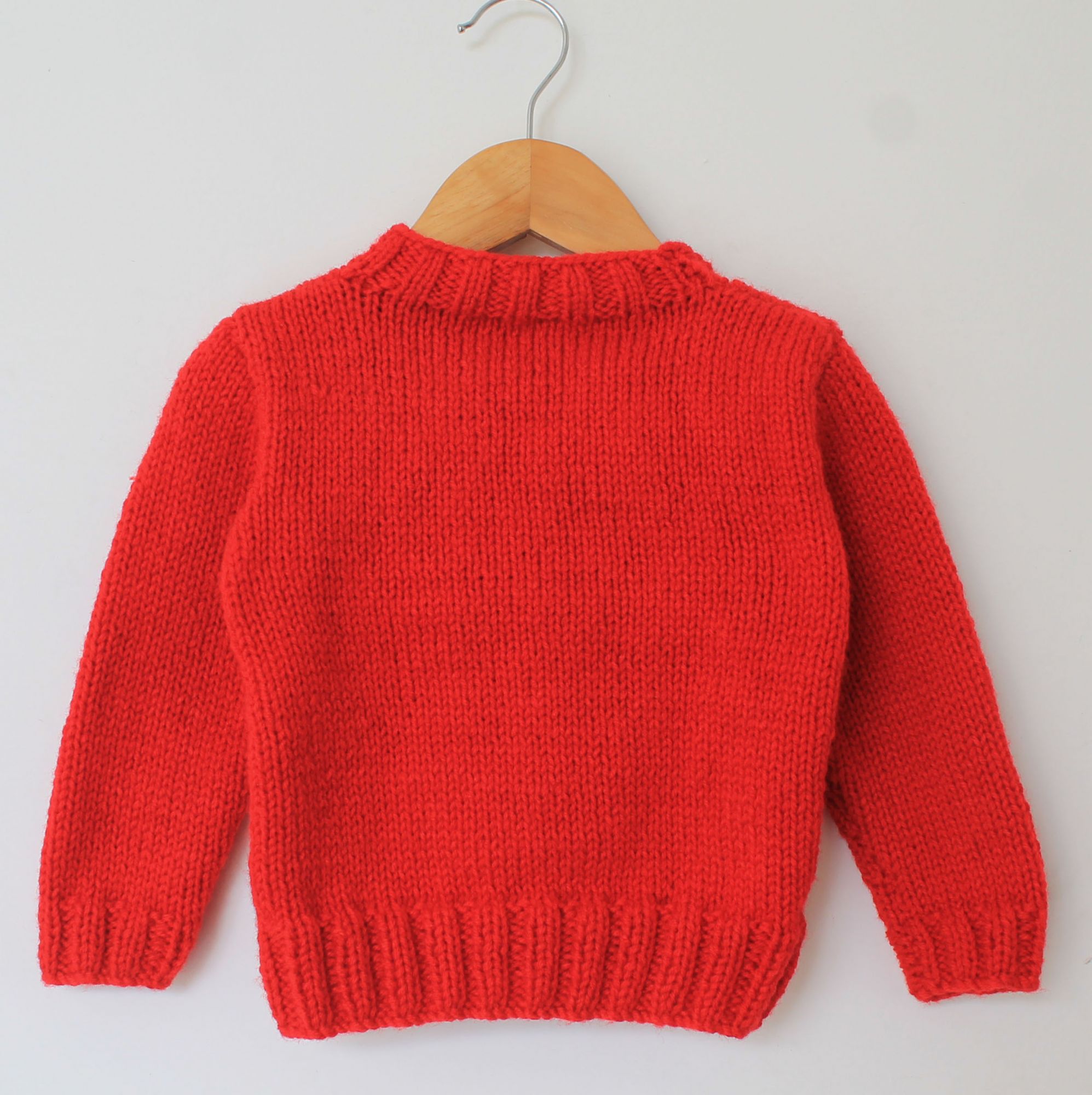 Woonie Handmade Full Sleeves Eyes Design Sweater - Red