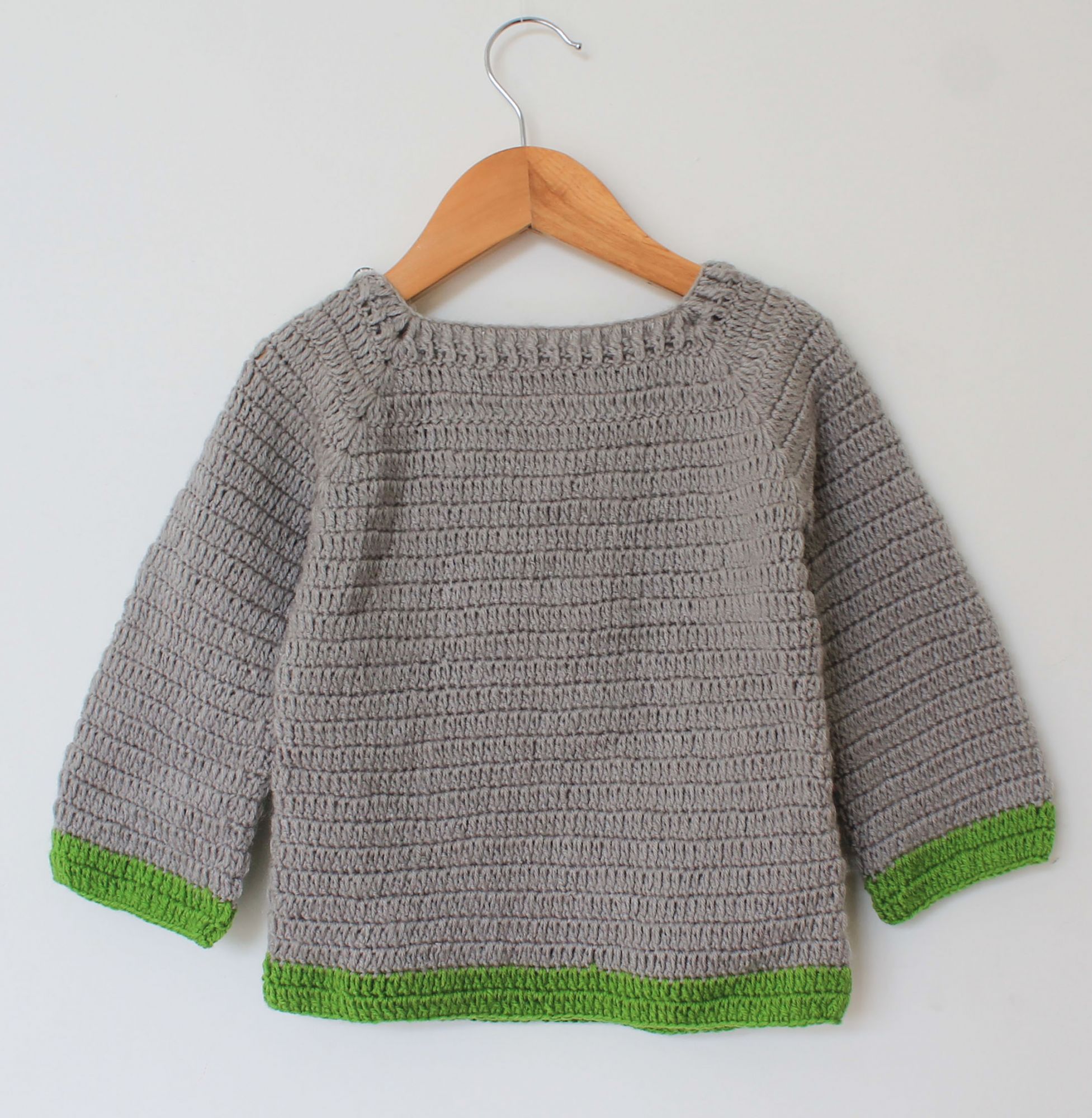 Woonie Handmade Full Sleeves Floral Design Sweater - Grey