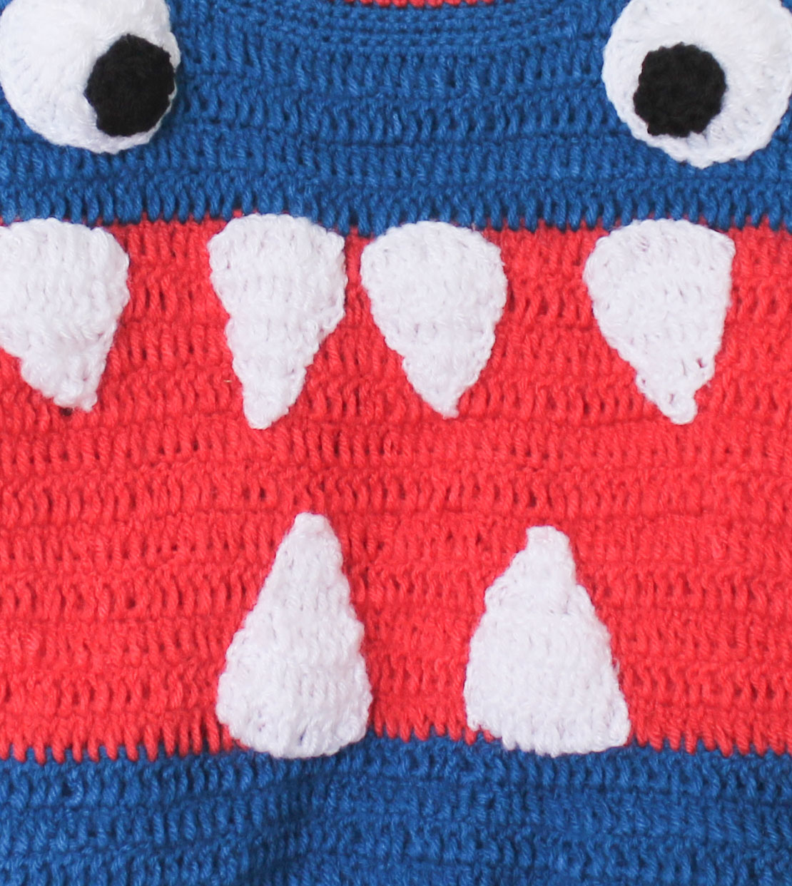 Woonie Full Sleeves Eye Pattern Handmade Sweater - Blue