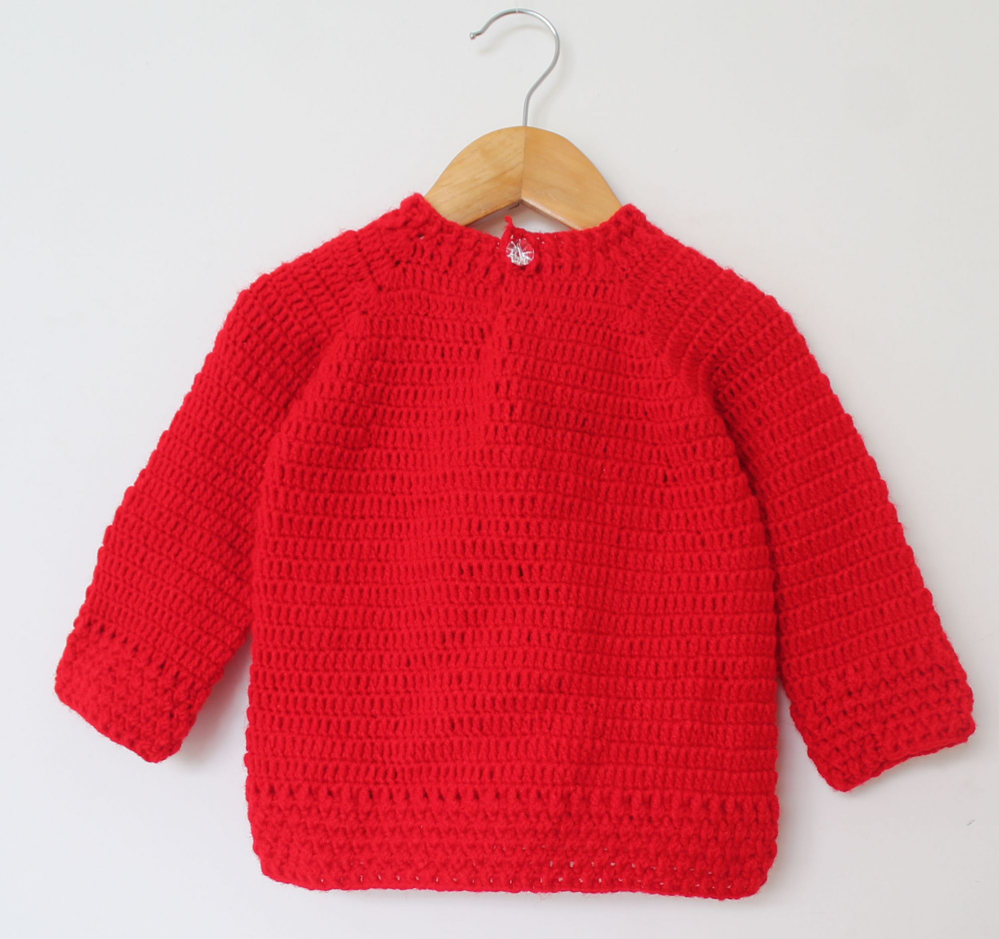 Woonie Full Sleeves Bunny Patch Handmade Sweater - Red