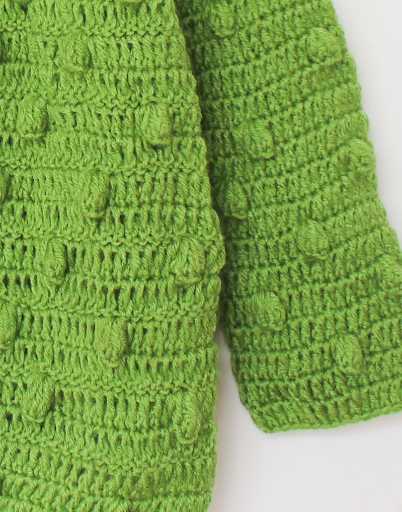 Woonie Full Sleeves Solid Handmade Sweater - Green