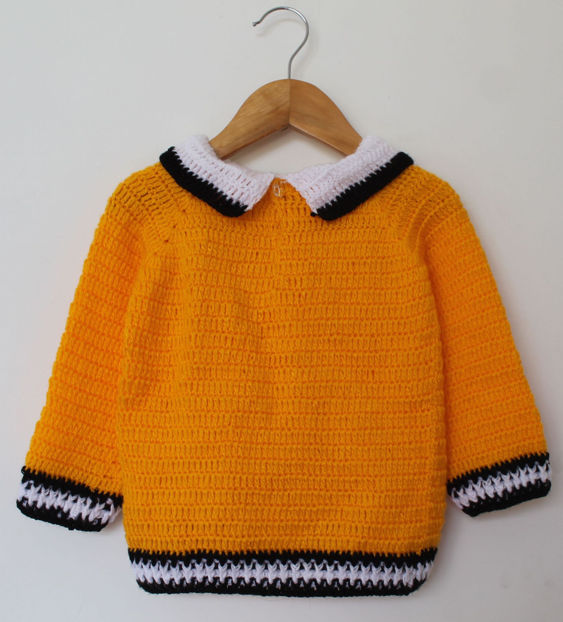 Woonie Full Sleeves Solid Handmade Sweater - Orange