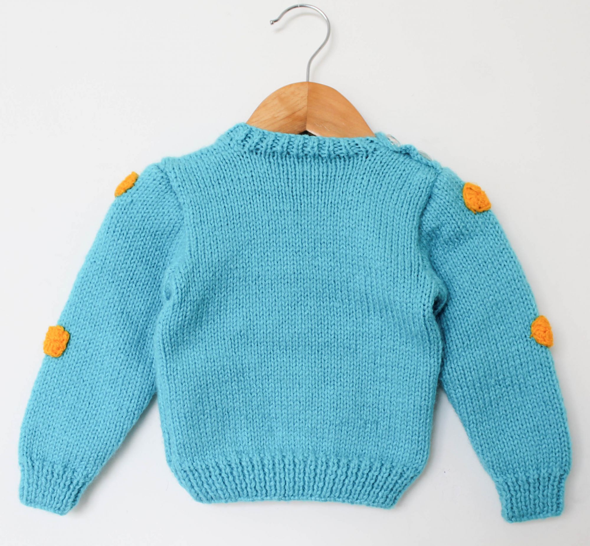 Woonie Full Sleeves Handmade Giraffe Sweater - Blue