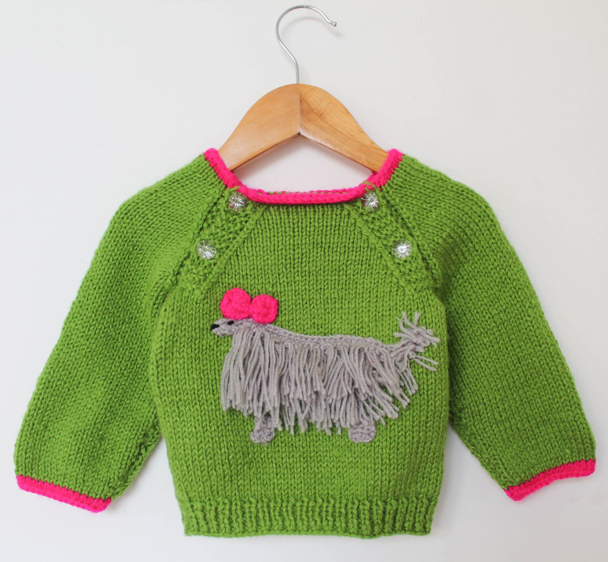 Woonie Full Sleeves Handmade Dog Sweater - Green