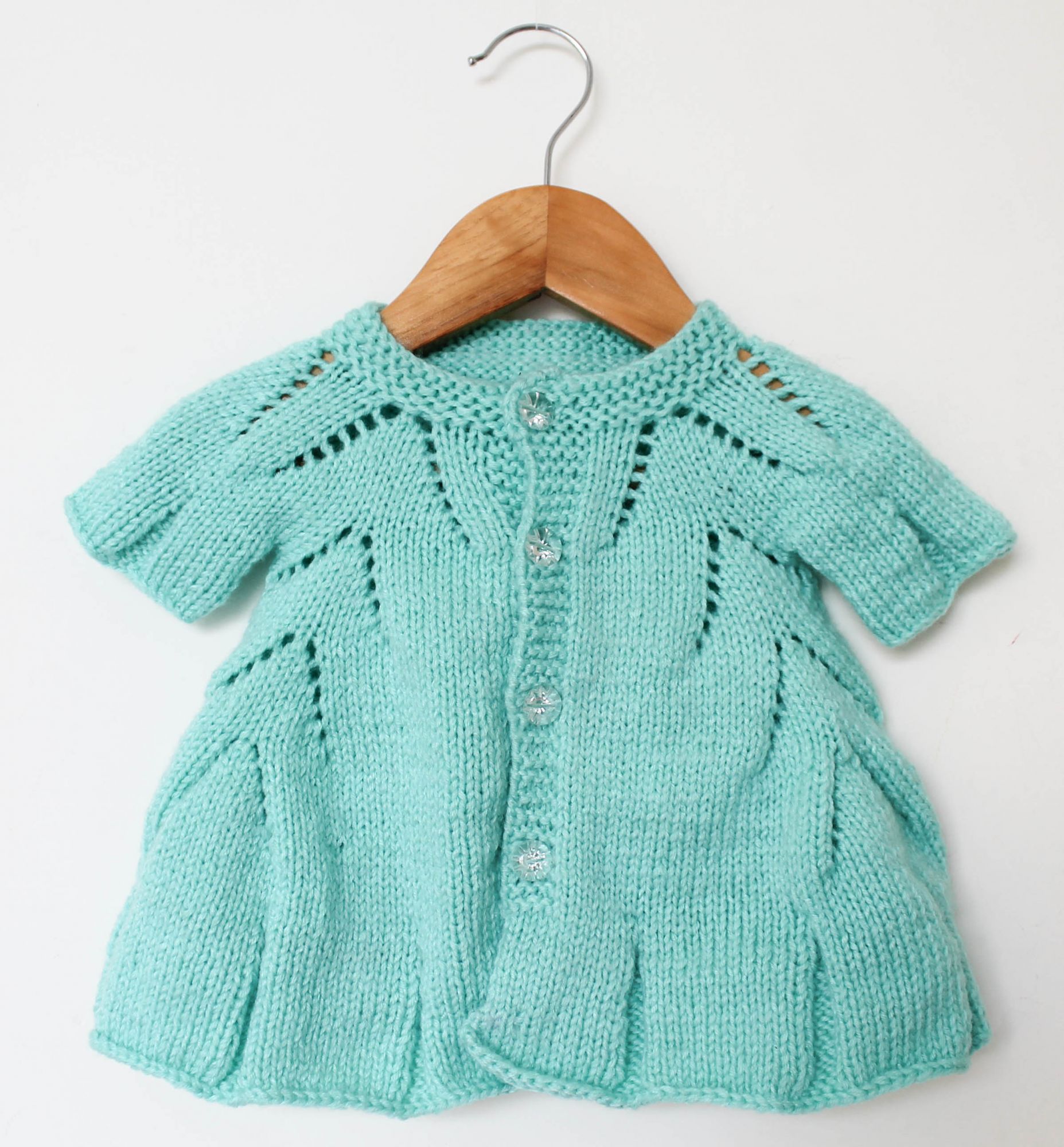 Woonie Handmade Self Pattern Half Sleeve Sweater-Green