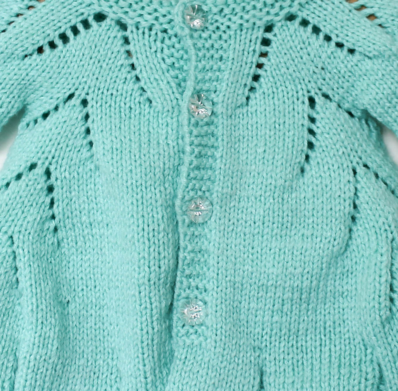 Woonie Handmade Self Pattern Half Sleeve Sweater-Green