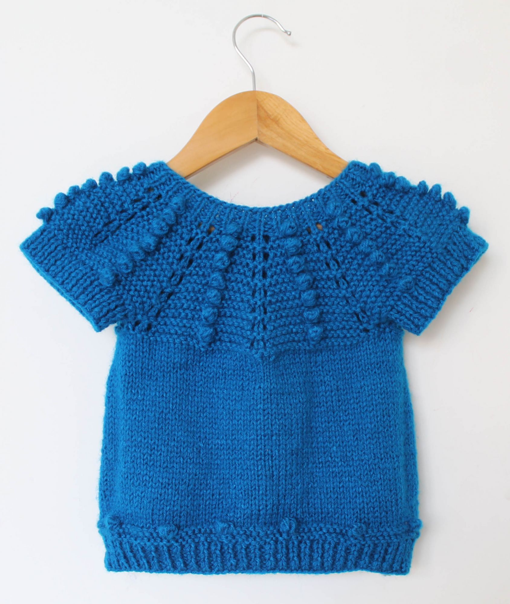 Woonie Handmade Self Pattern Short Sleeves Sweater - Blue