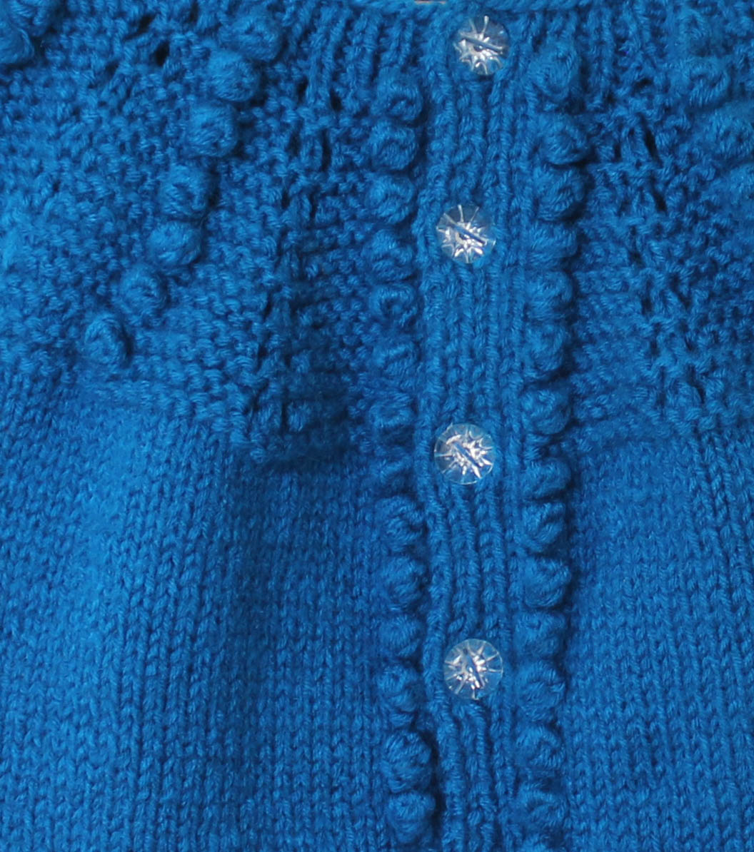 Woonie Handmade Self Pattern Short Sleeves Sweater - Blue