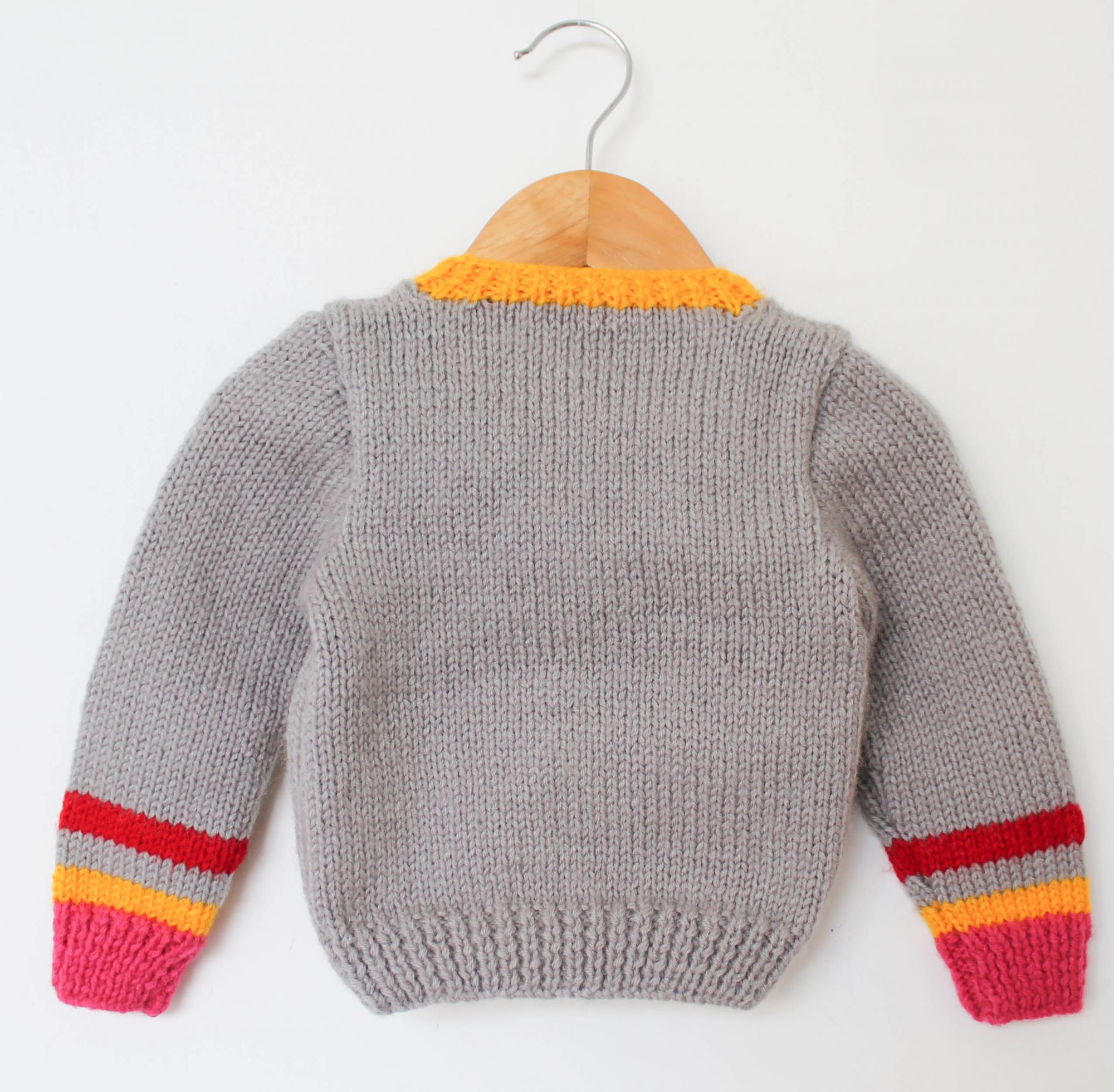 Woonie Handmade Full Sleeves Polka Dot Patch Sweater - Grey