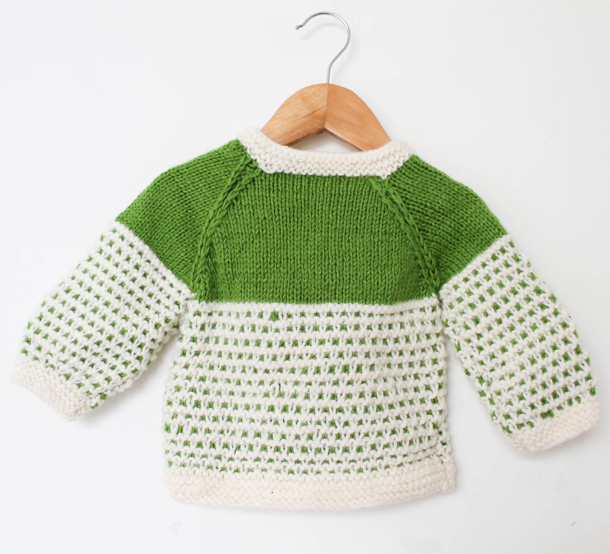 Woonie Full Sleeves Hand Knitted Sweater - Green