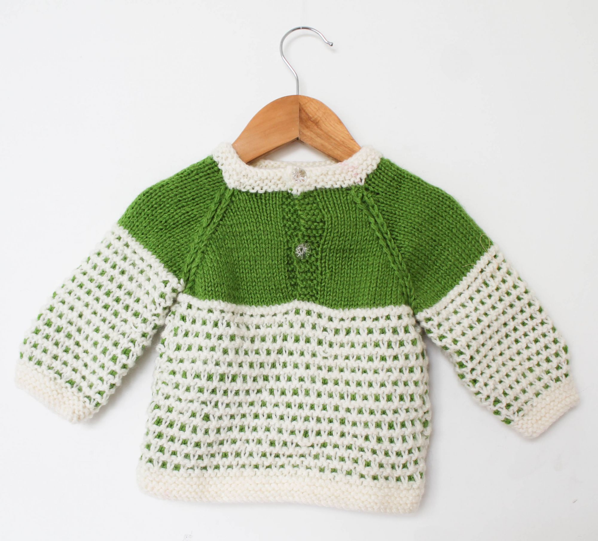 Woonie Full Sleeves Hand Knitted Sweater - Green