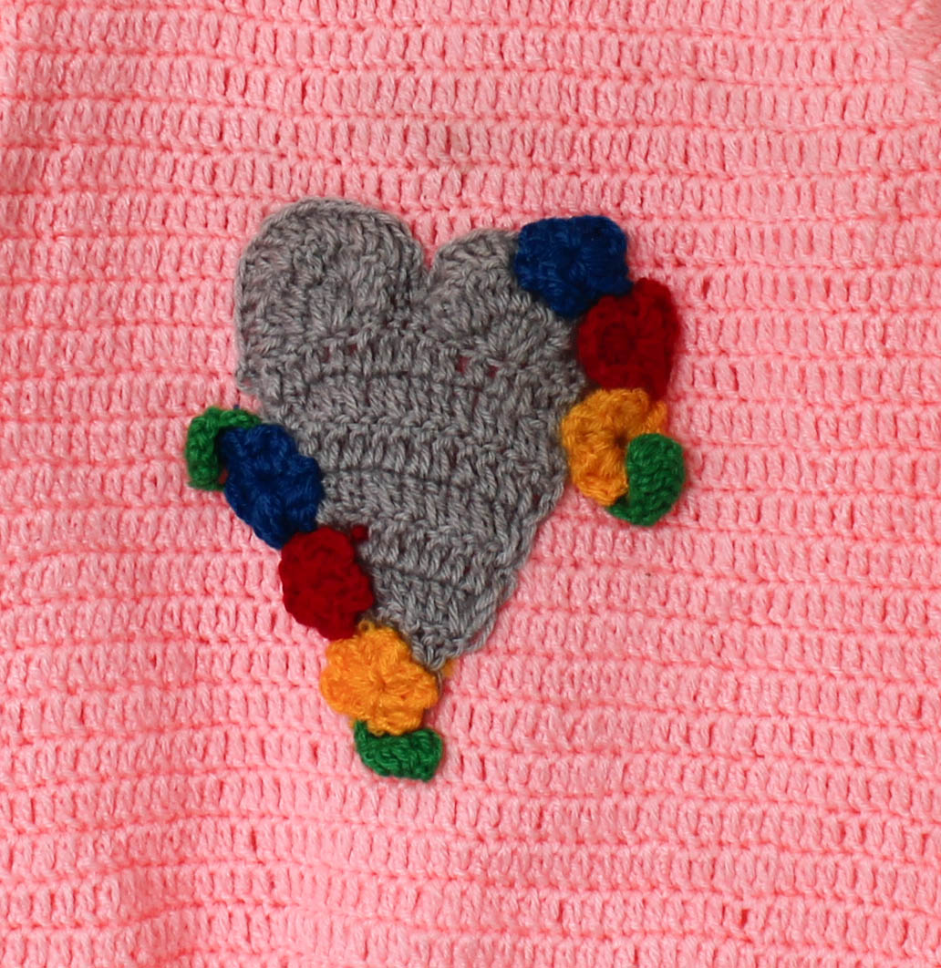 Woonie Full Sleeves Heart Knit Detailing Sweater - Light Pink