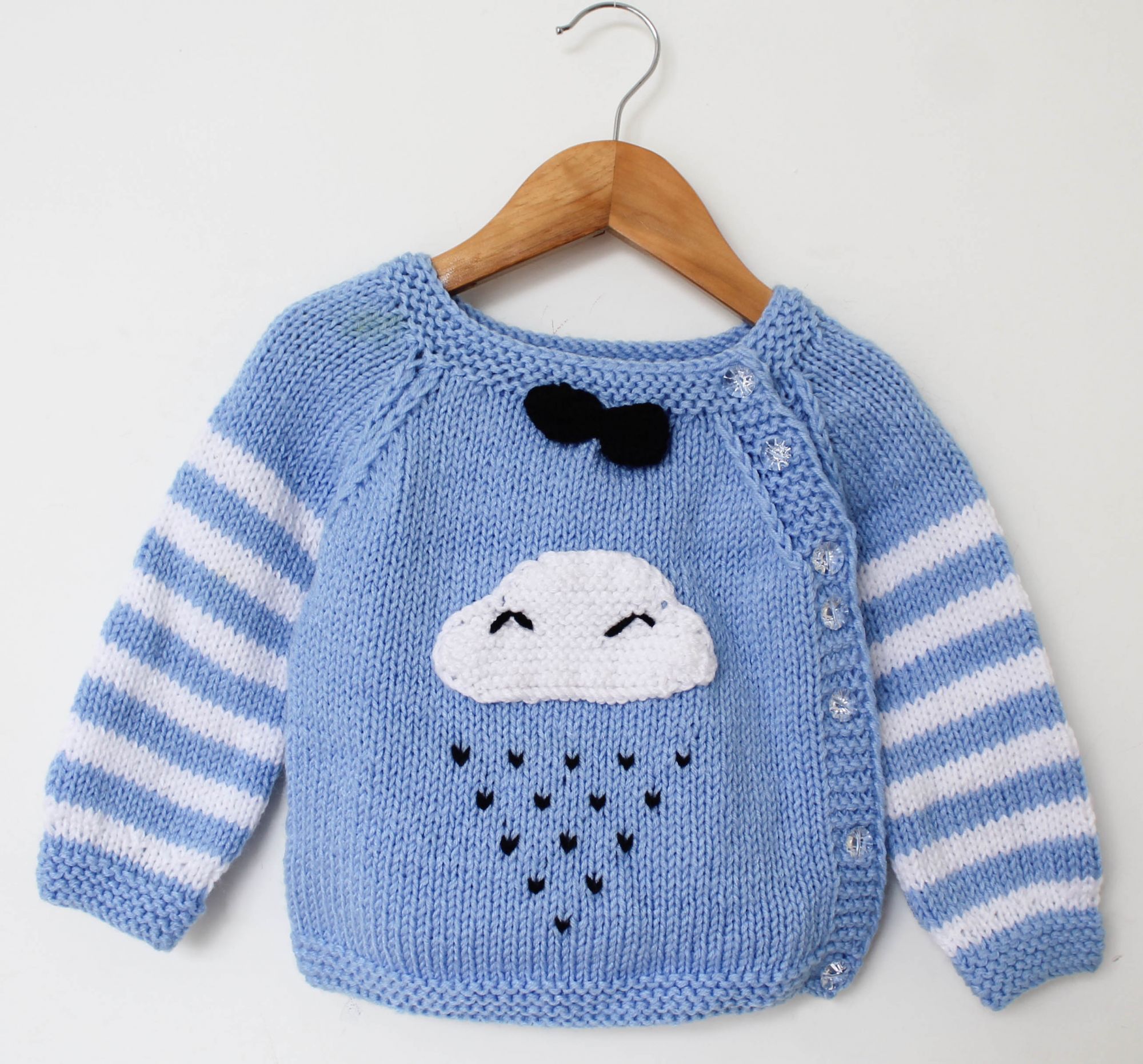 Woonie Full Sleeves Cloud Knit Detailing Sweater - Light Blue