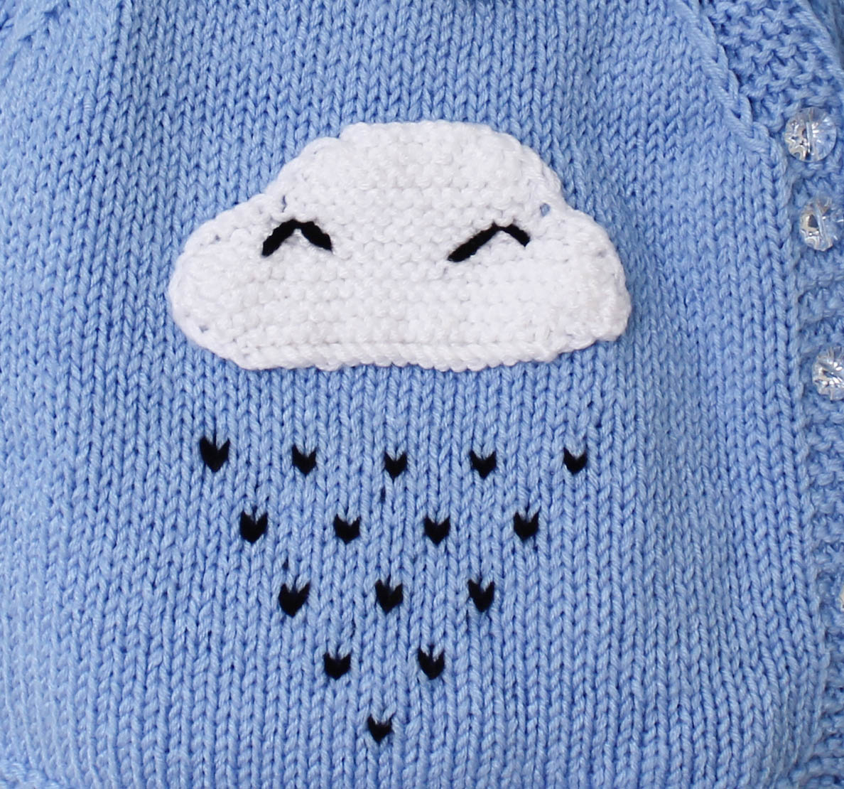 Woonie Full Sleeves Cloud Knit Detailing Sweater - Light Blue