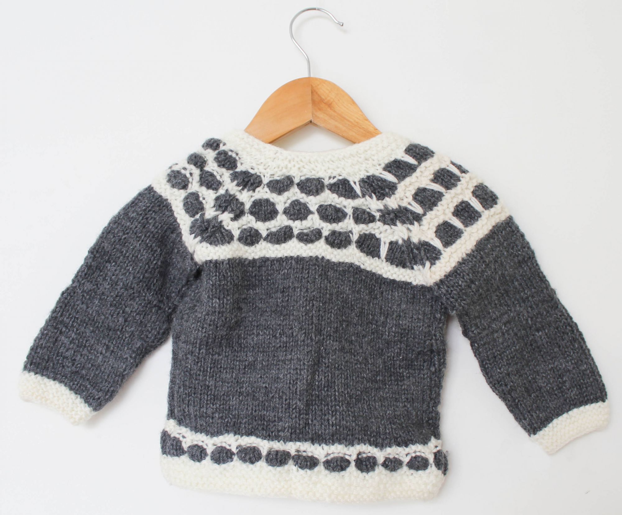Woonie Full Sleeves Hand Knitted Cardigan - Grey