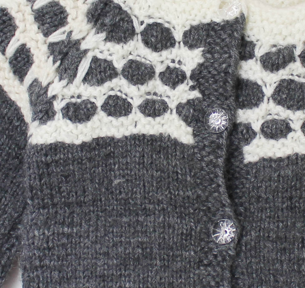 Woonie Full Sleeves Hand Knitted Cardigan - Grey