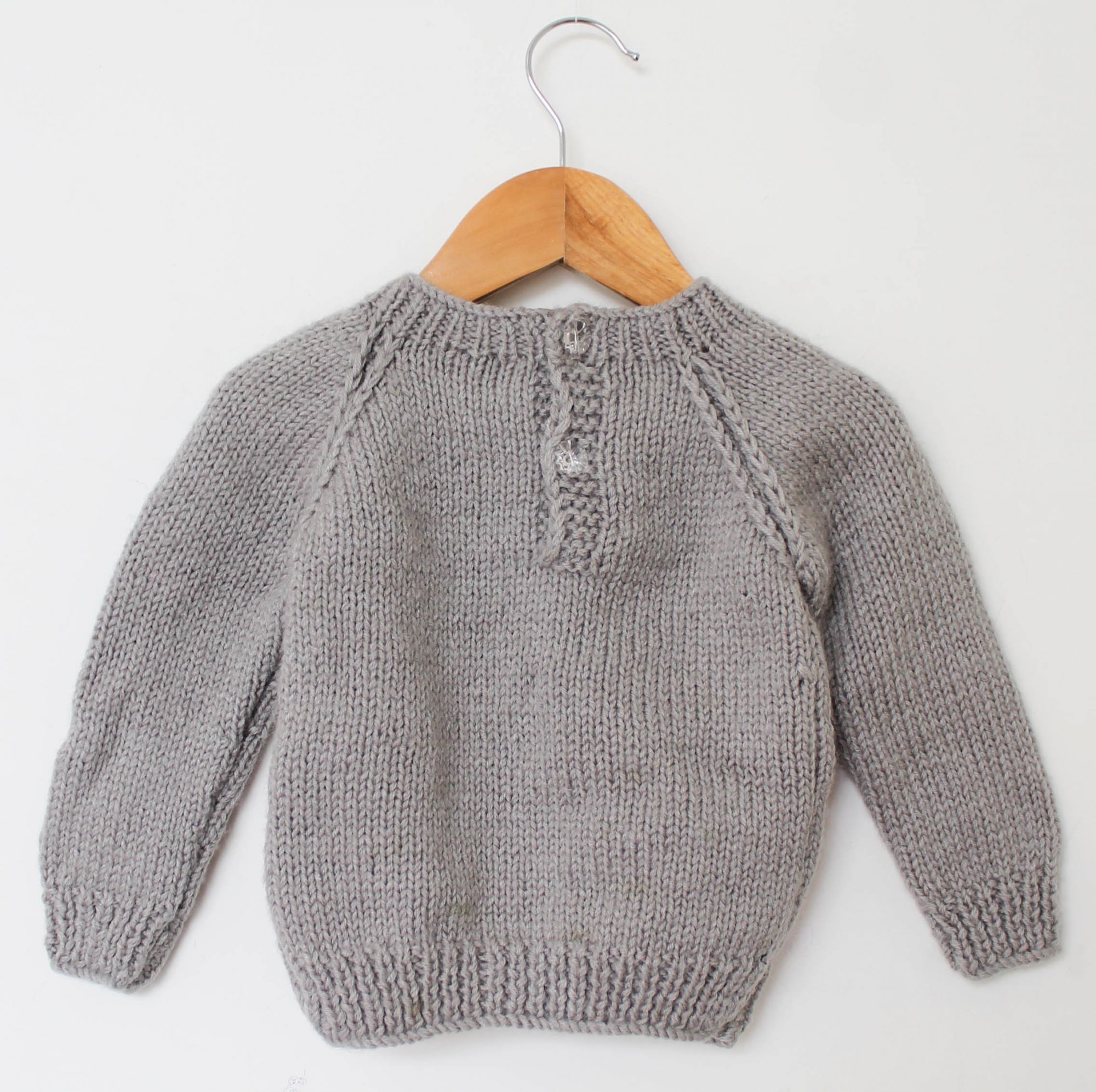 Woonie Full Sleeves Bubble Design Detailing Handmade Sweater - Grey
