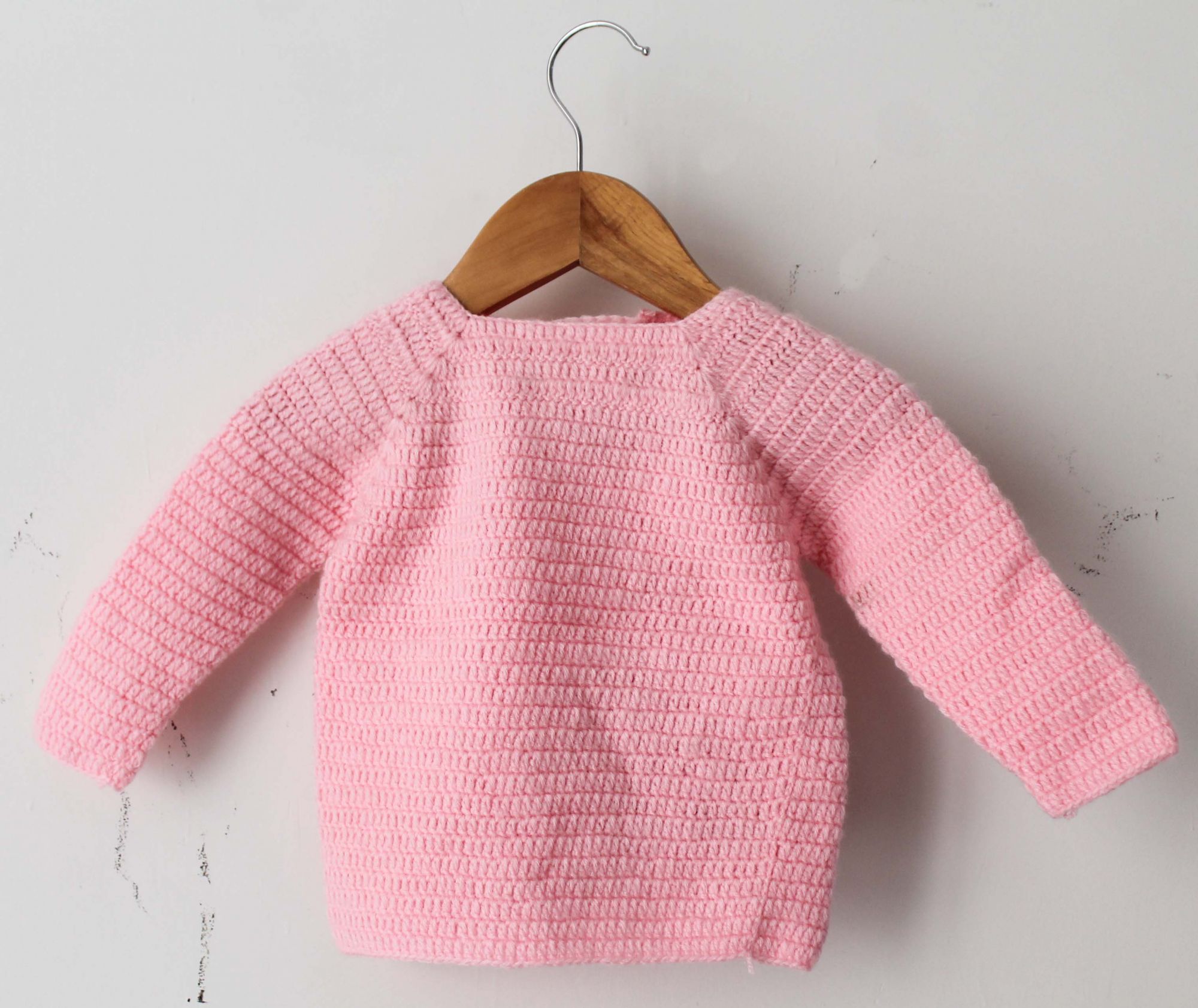 Woonie Full Sleeves Face Knit Detailing Sweater - Light Pink