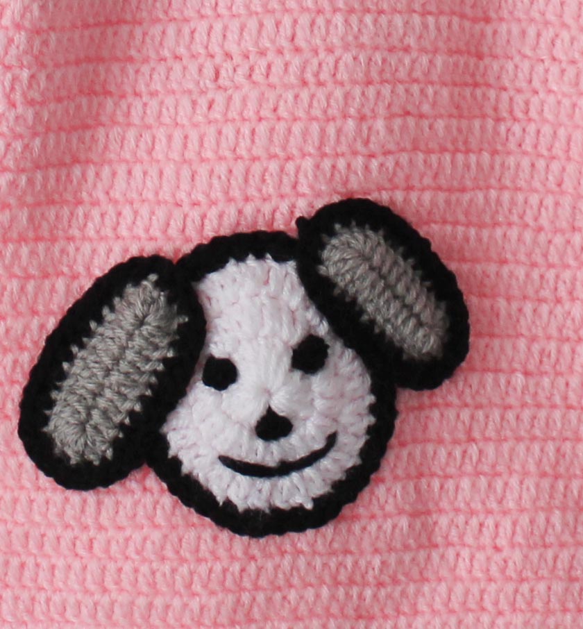 Woonie Full Sleeves Face Knit Detailing Sweater - Light Pink