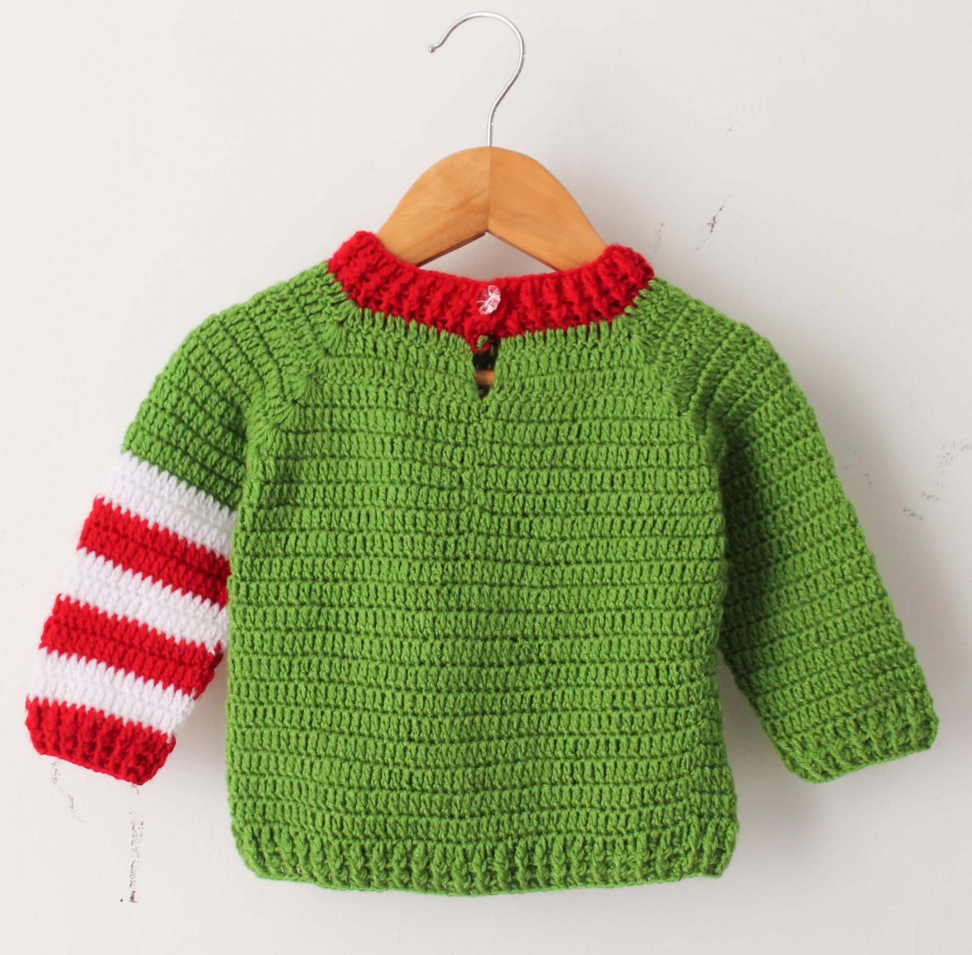 Woonie Full Sleeves Christmas Tree Knitted Sweater - Green