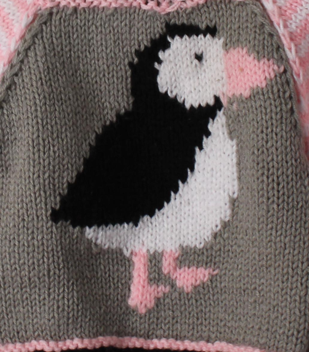 Woonie Full Sleeves Handmade Bird Design Sweater - Pink