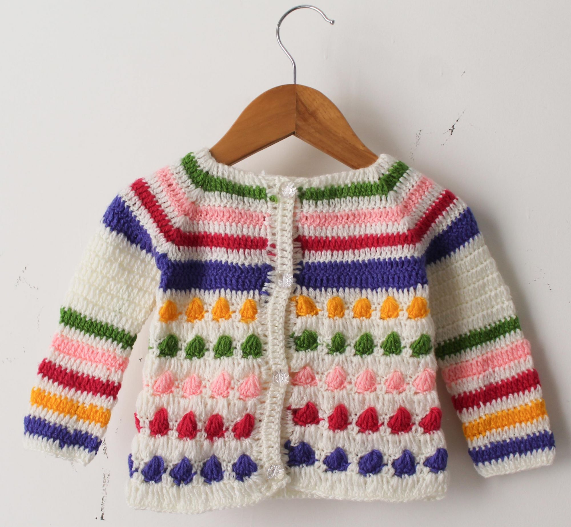 Woonie Handmade Full Sleeves Striped Sweater - Multi Colour