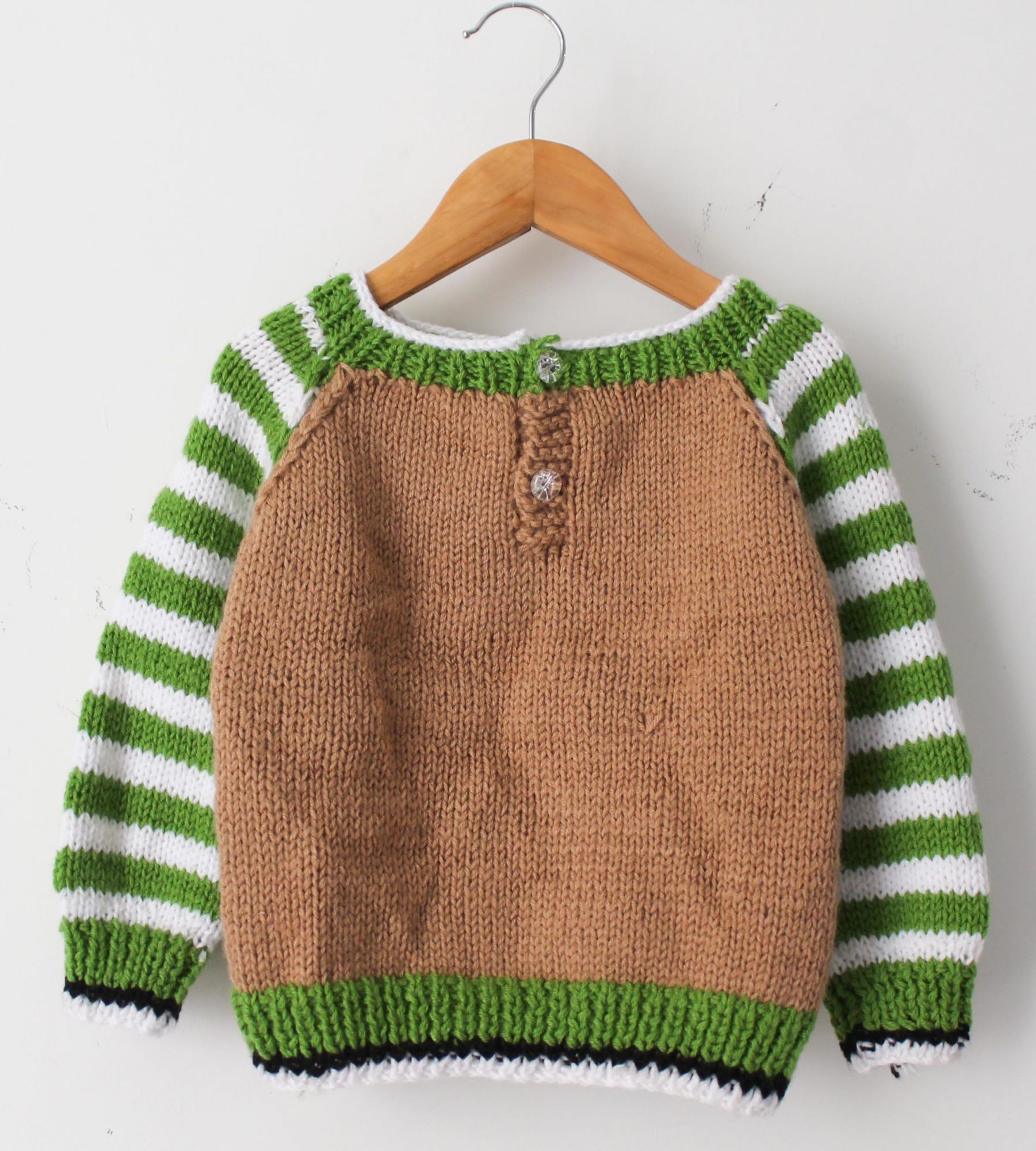 Woonie Full Sleeves Handmade Turtle Design Sweater - Brown