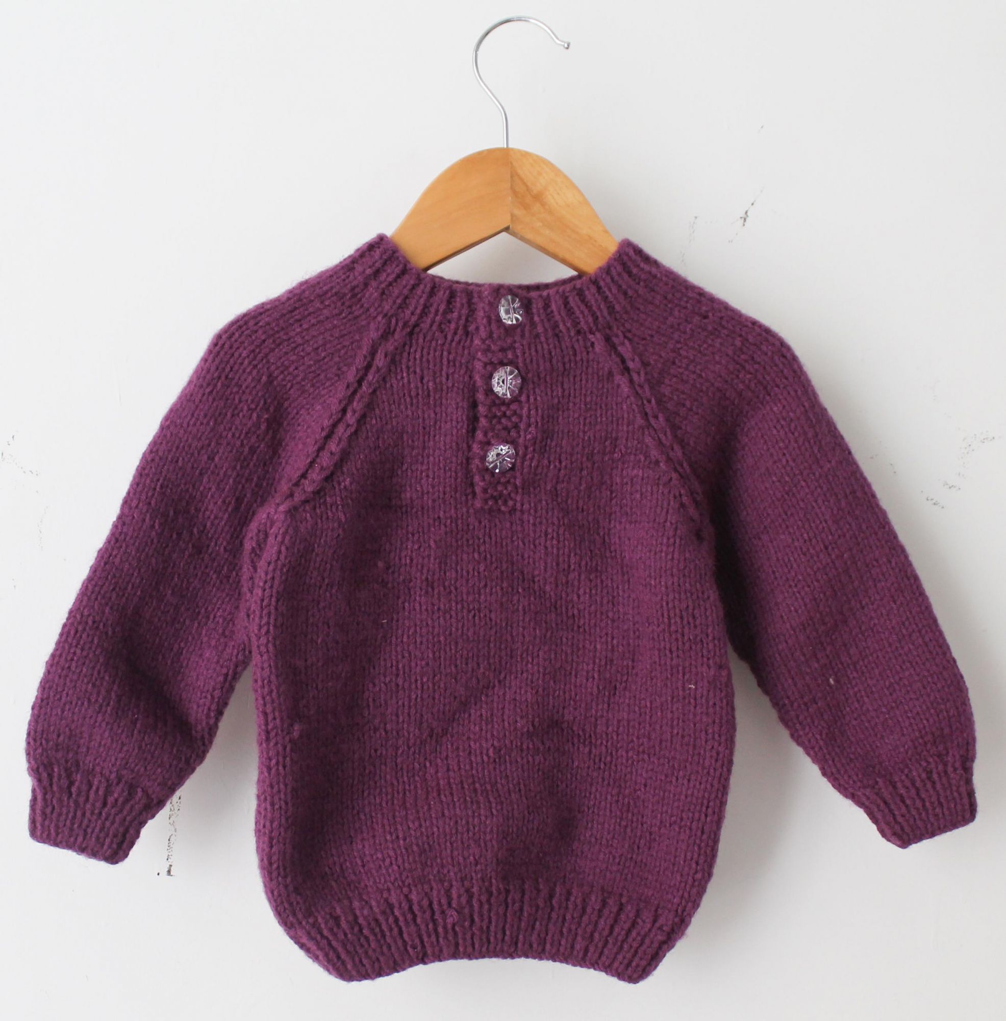 Woonie Handmade Floral Embroidered Full Sleeves Sweater - Purple