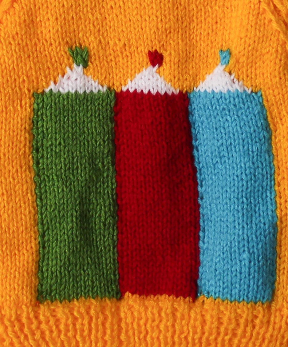 Woonie Full Sleeves Handmade Pencil Design Sweater- Orange