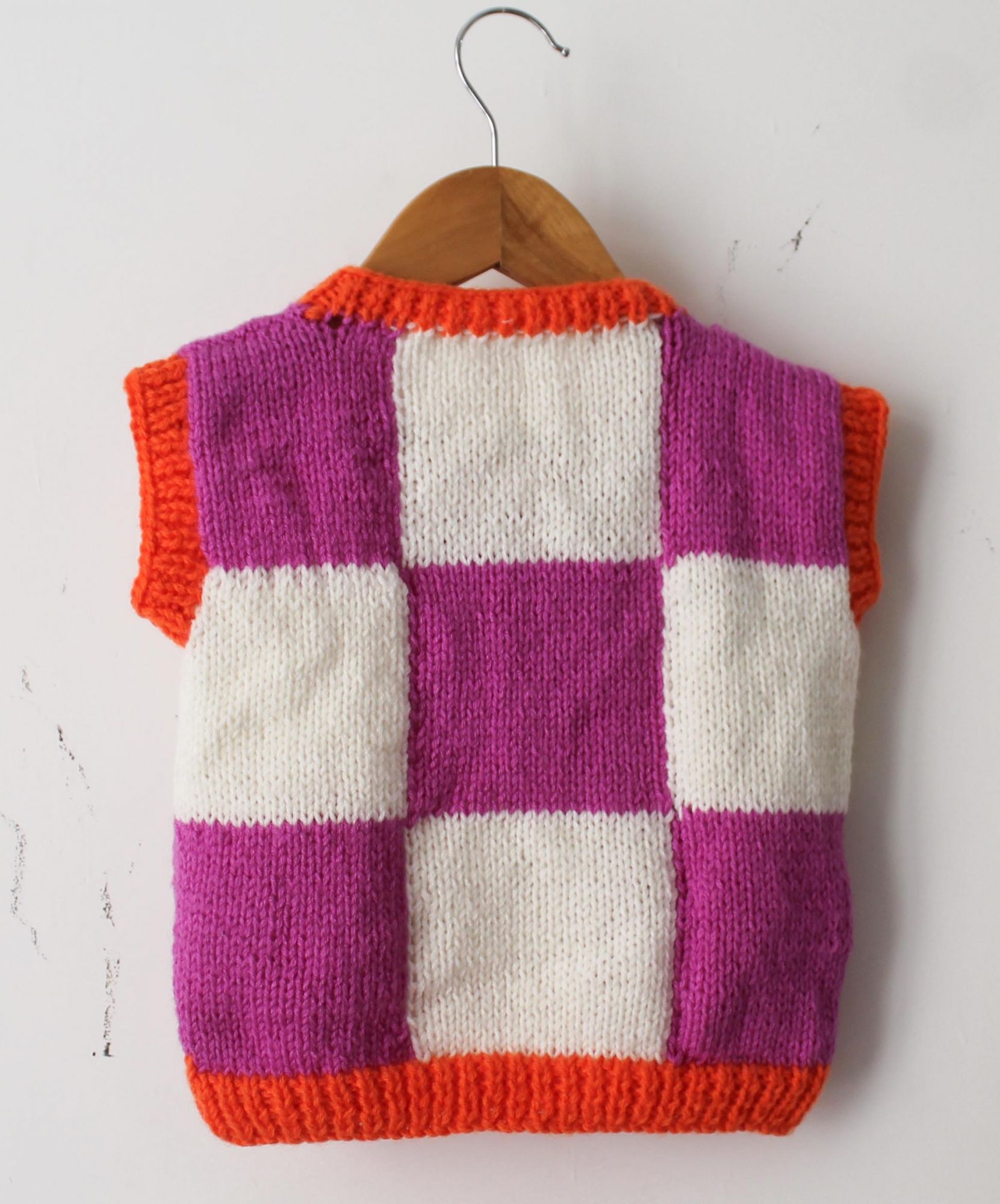 Woonie Handmade Sleeveless Checked Sweater - Purple