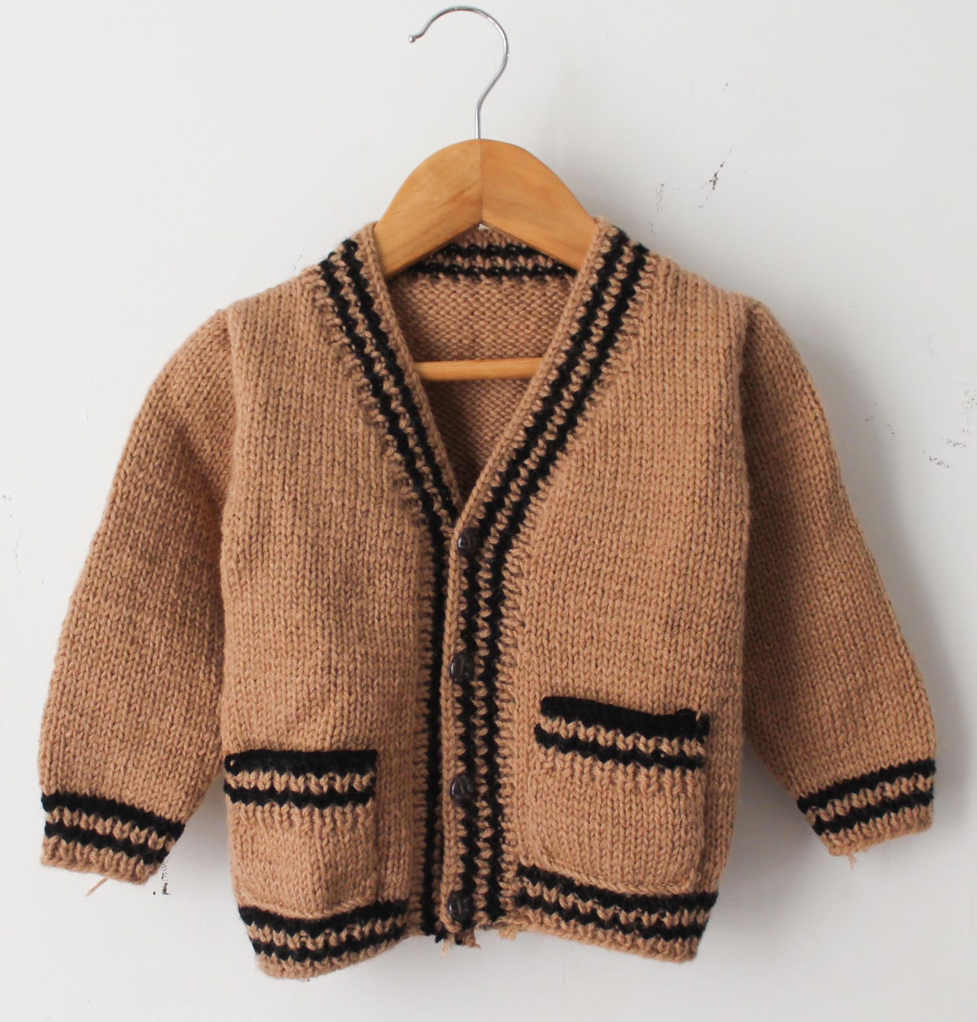 Woonie Handmade Full Sleeves Design Knit Cardigan - Brown