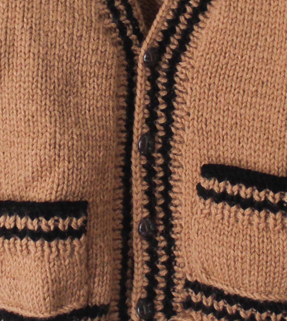 Woonie Handmade Full Sleeves Design Knit Cardigan - Brown