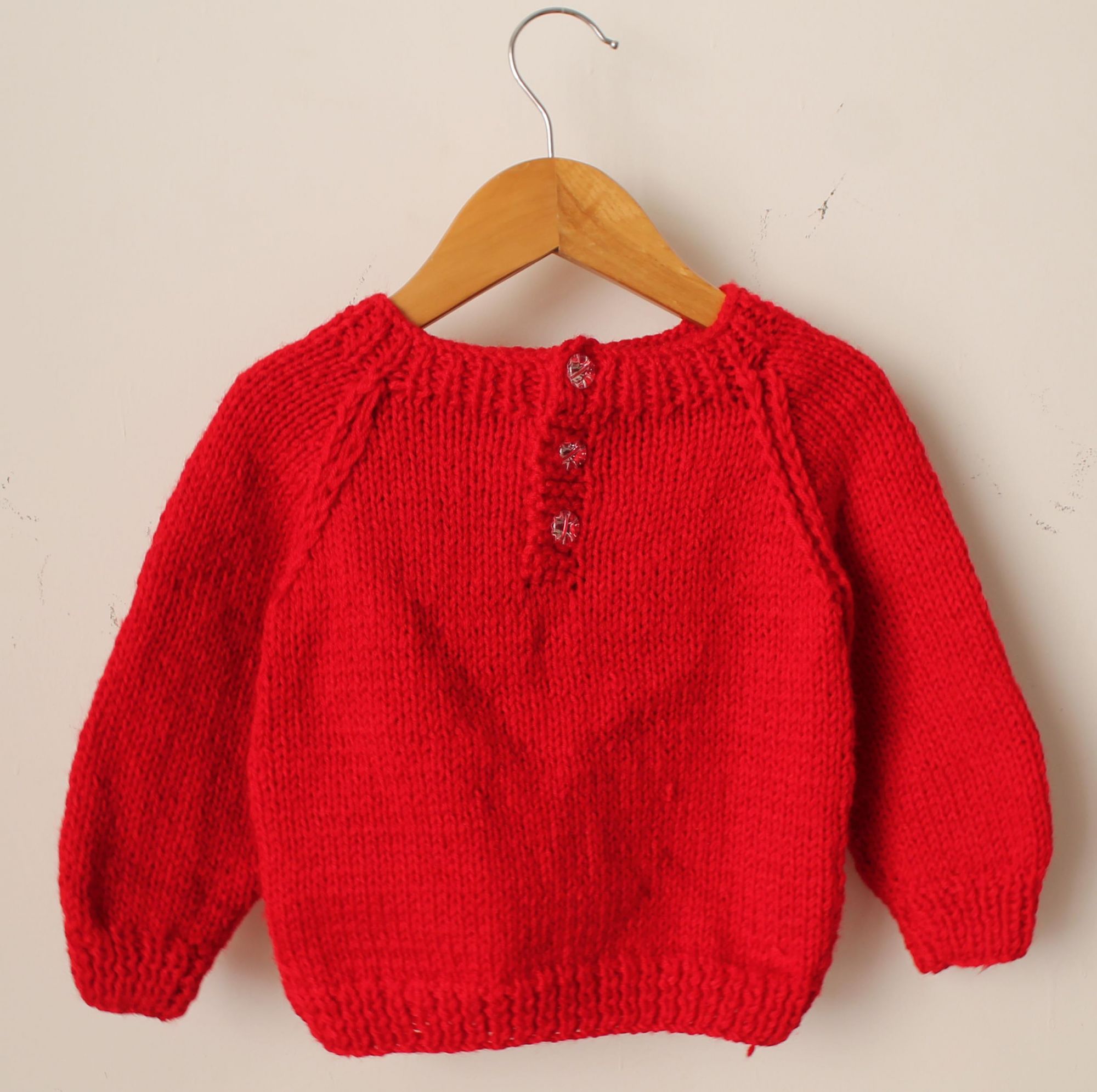 Woonie Full Sleeves Handmade Christmas Reindeer Sweater With Cap - Red