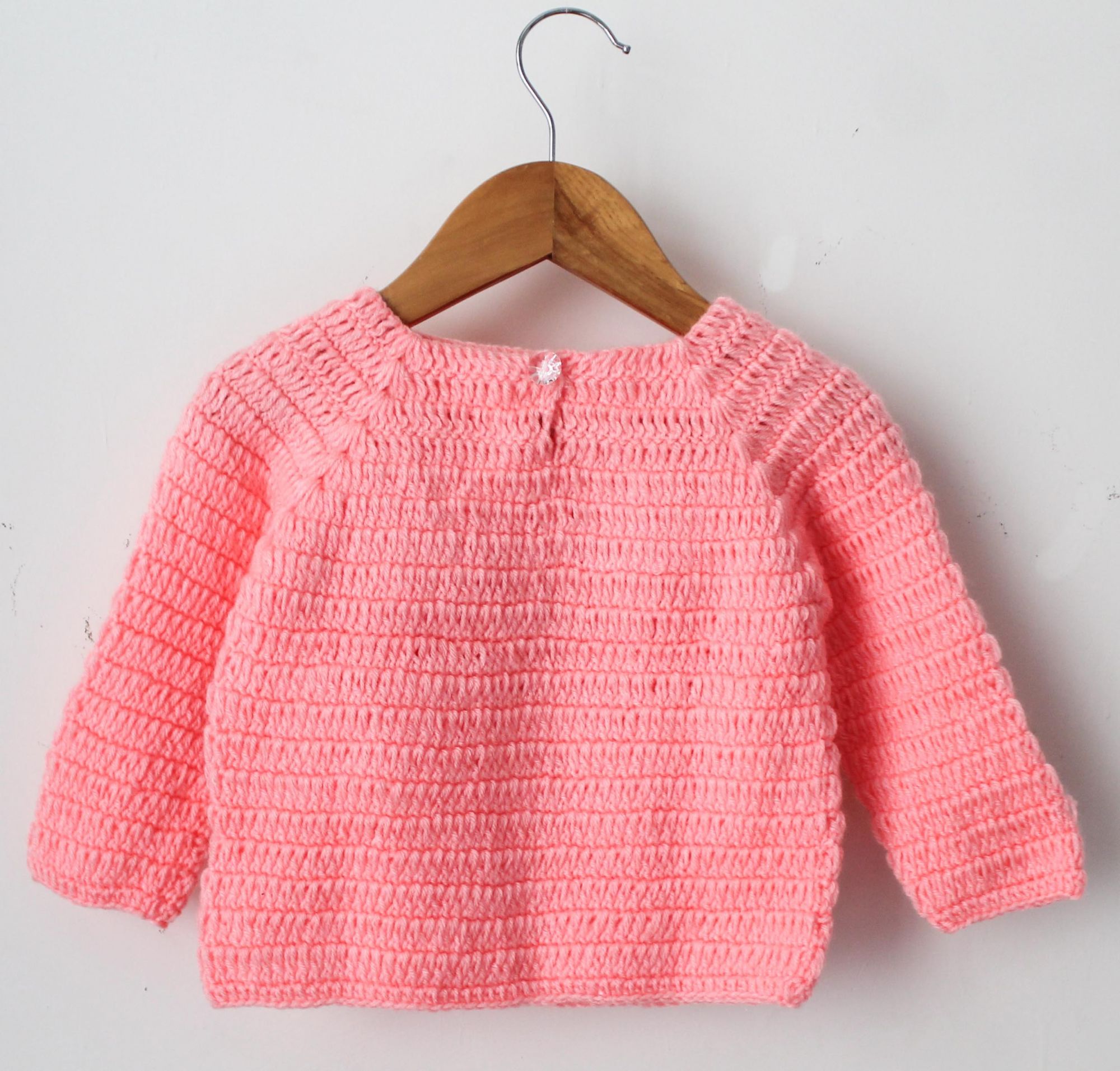 Woonie Full Sleeves Handmade Rainbow Sweater- Peach