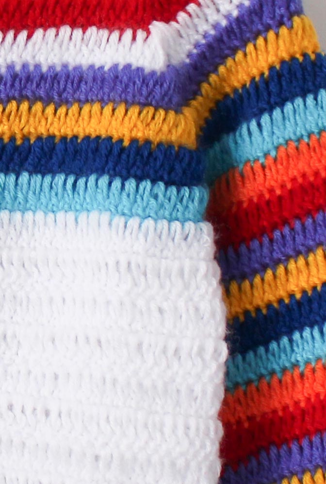 Woonie Full Sleeves Handmade Striped Sweater -Multi