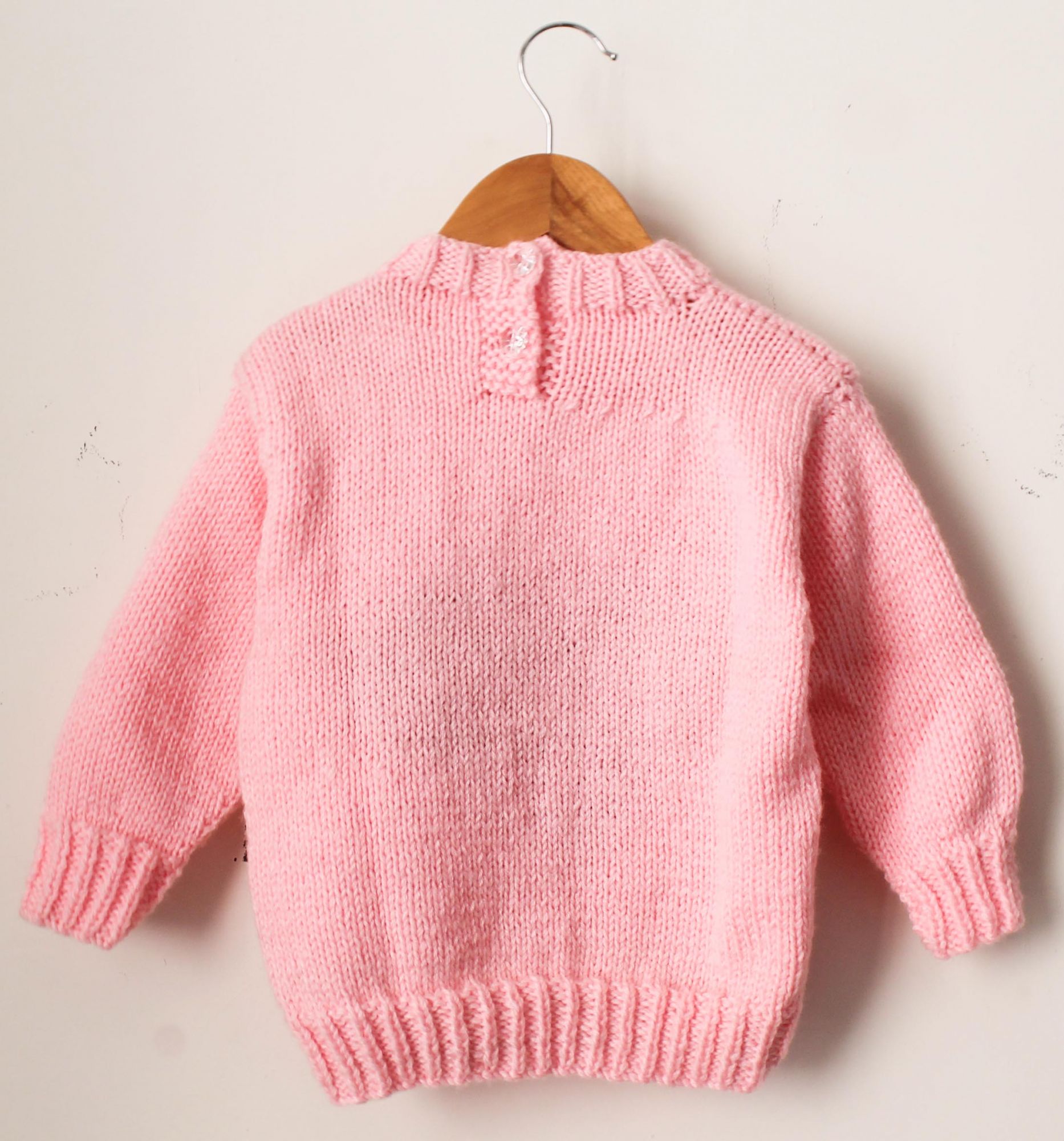 Woonie Full Sleeves Handmad Heart Design Sweater - Light Pink
