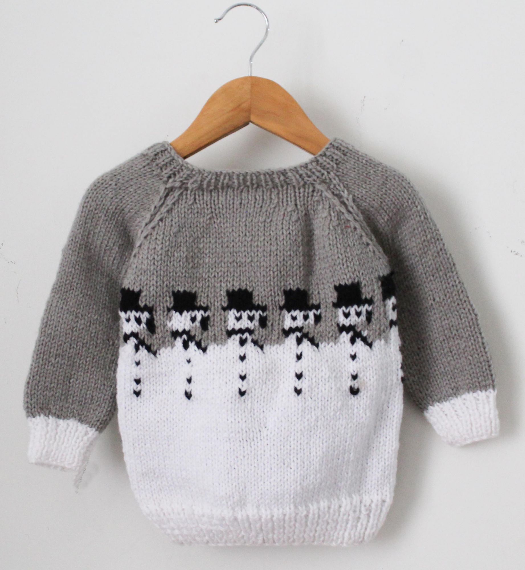 Woonie Full Sleeves Handmad Dual Shaded Sweater - White & Grey